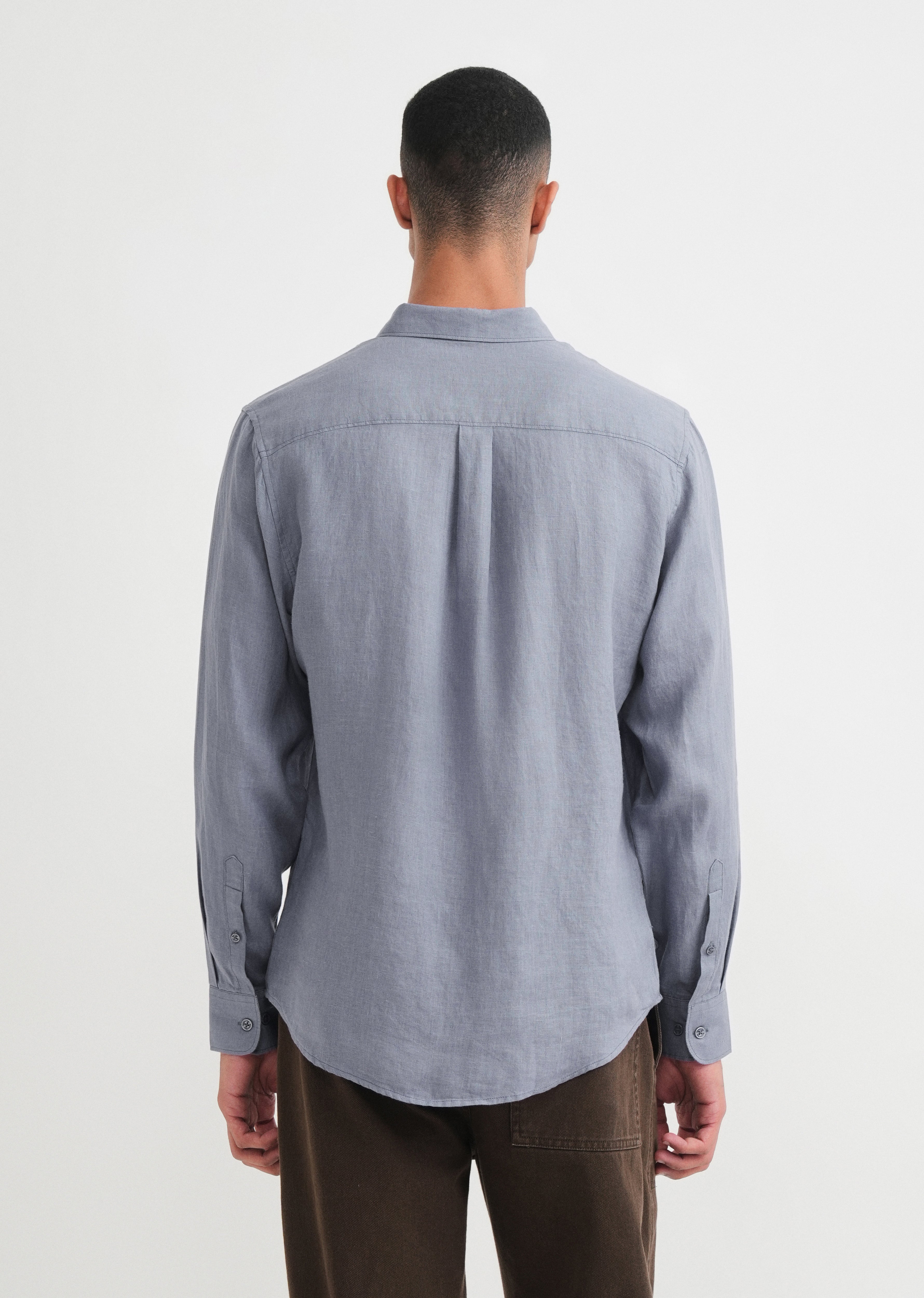100% Pure Linen Slate Blue Shirt