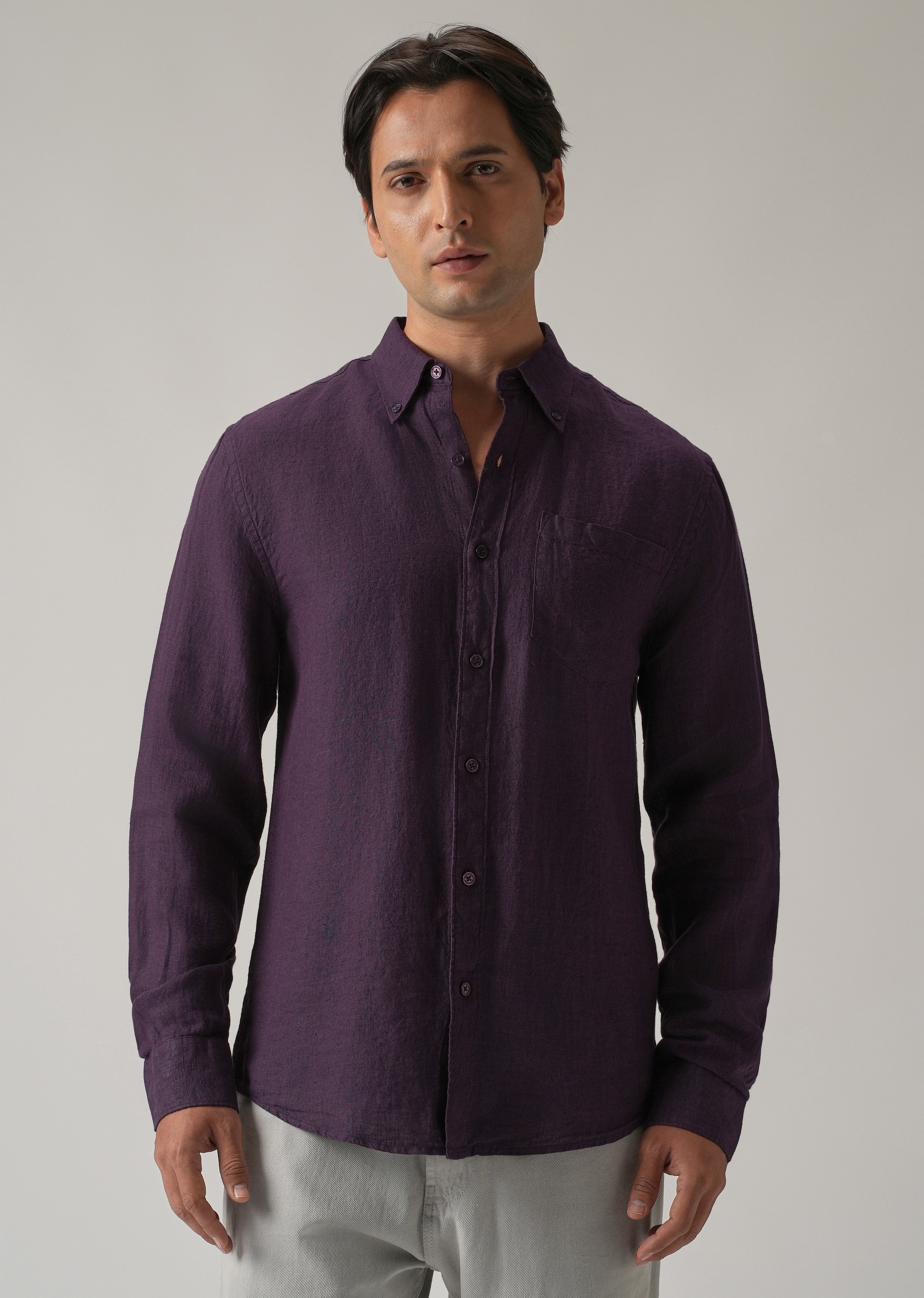 100% Pure Violet Linen Shirt