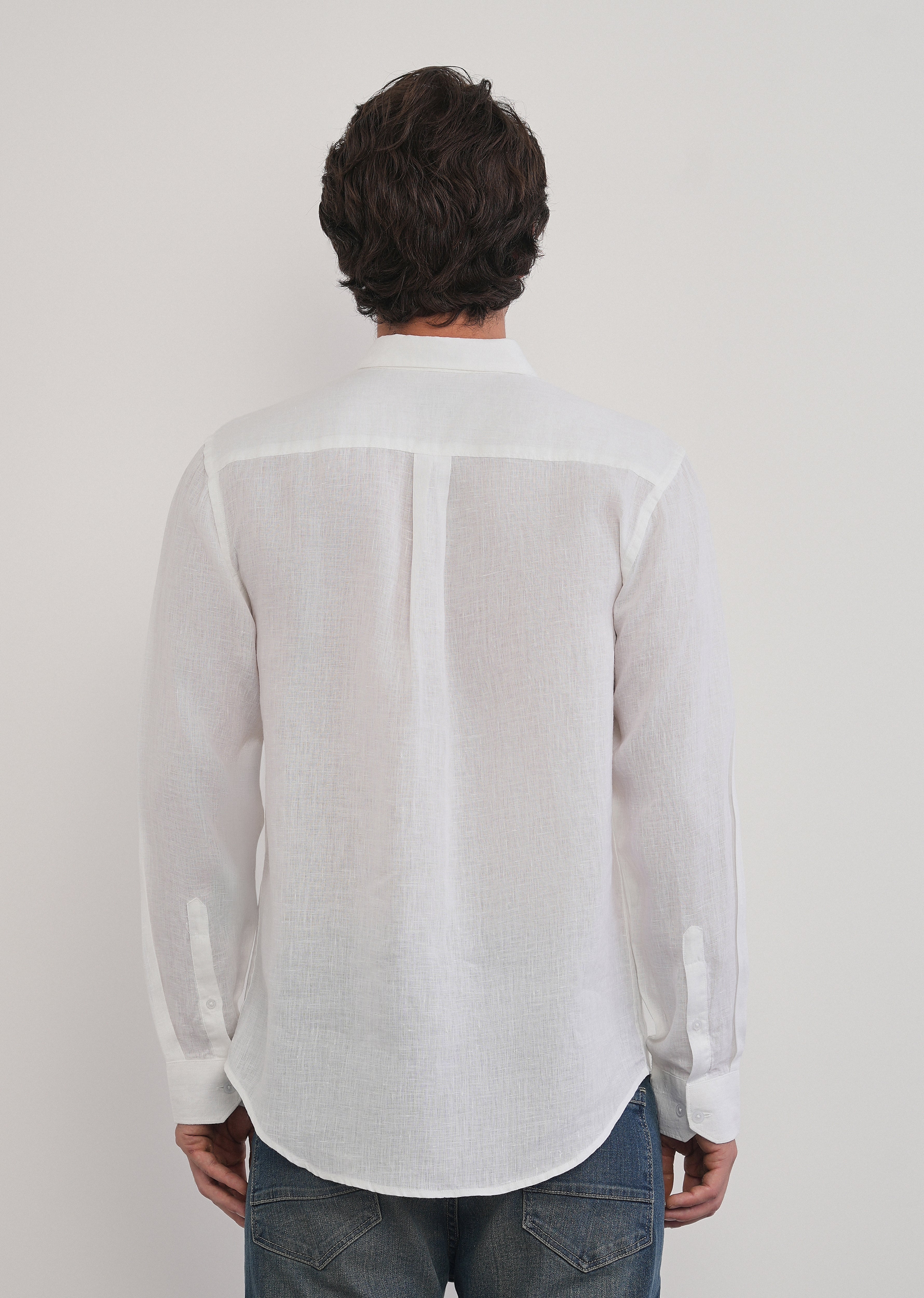 100% Pure Linen White Plain Shirt