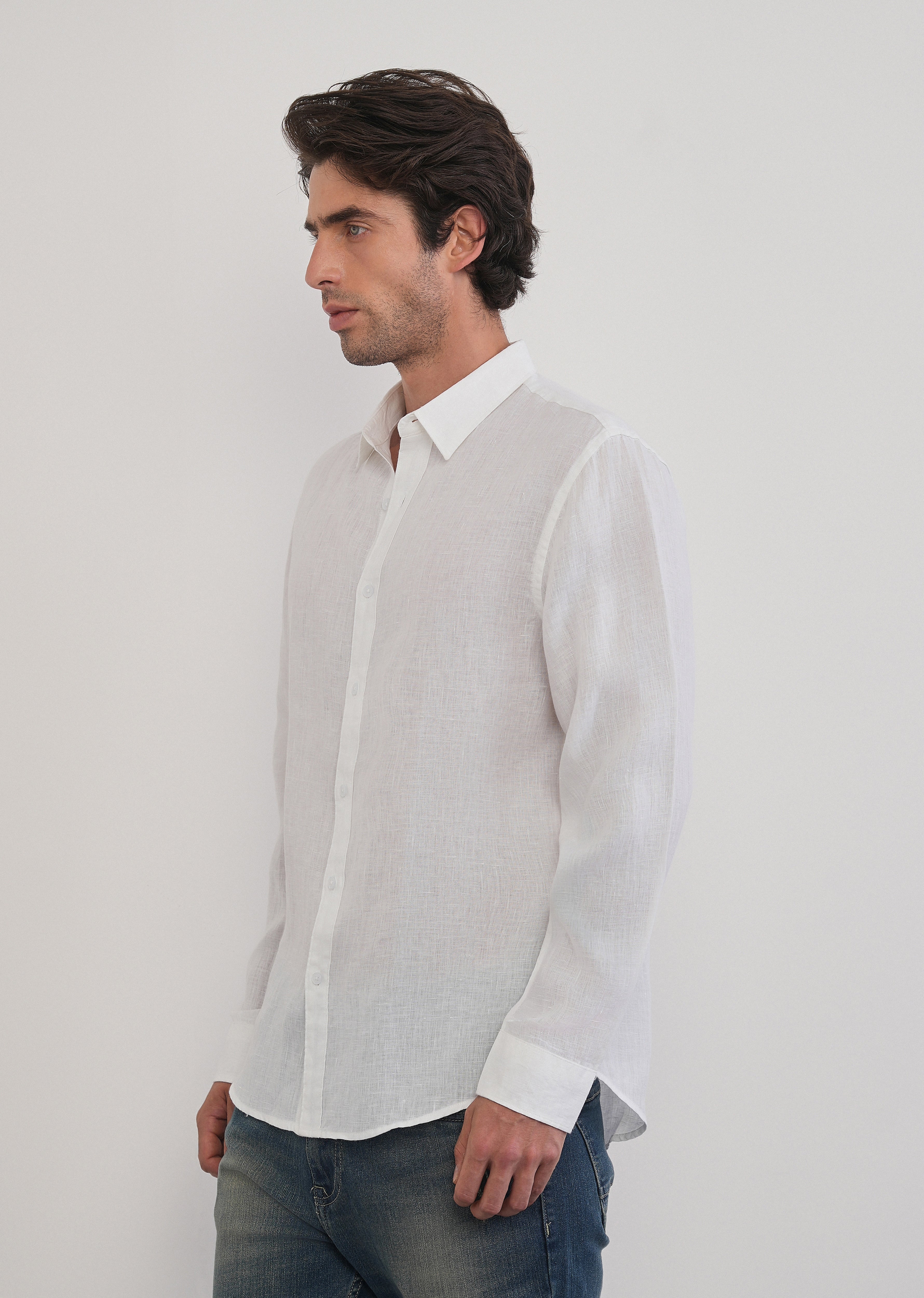 100% Pure Linen White Plain Shirt