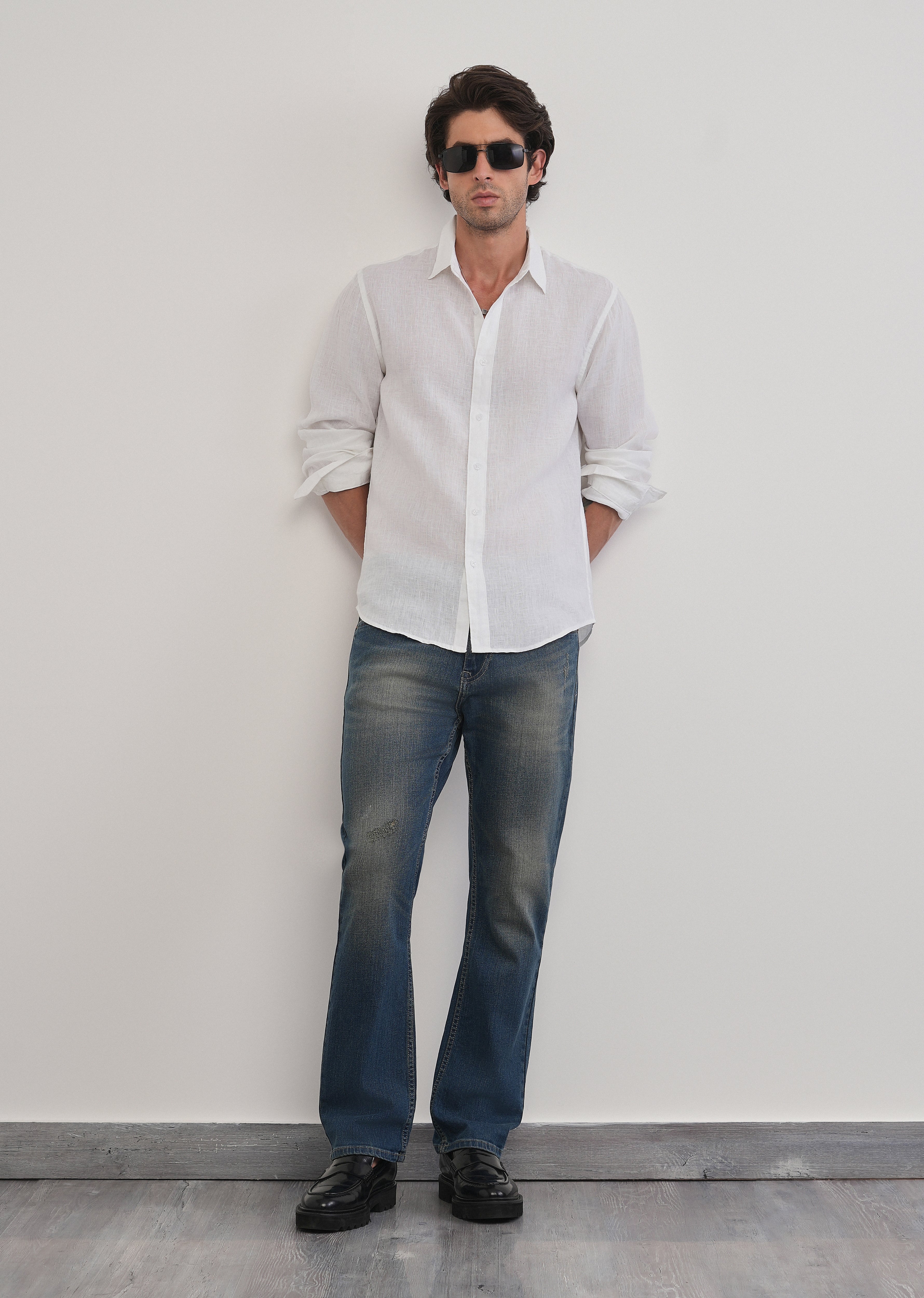 100% Pure Linen White Plain Shirt