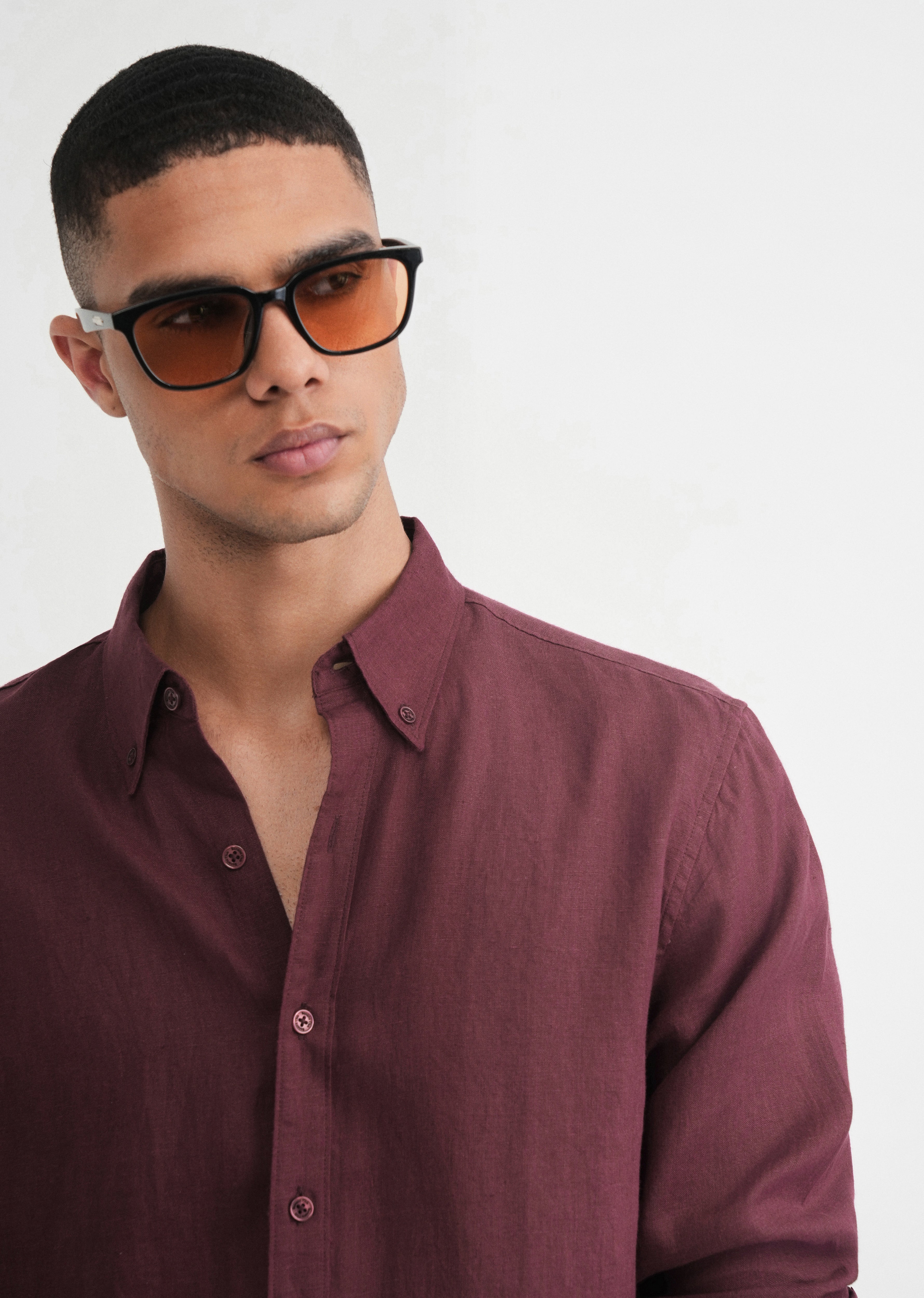 100% Pure Linen Wine Shirt