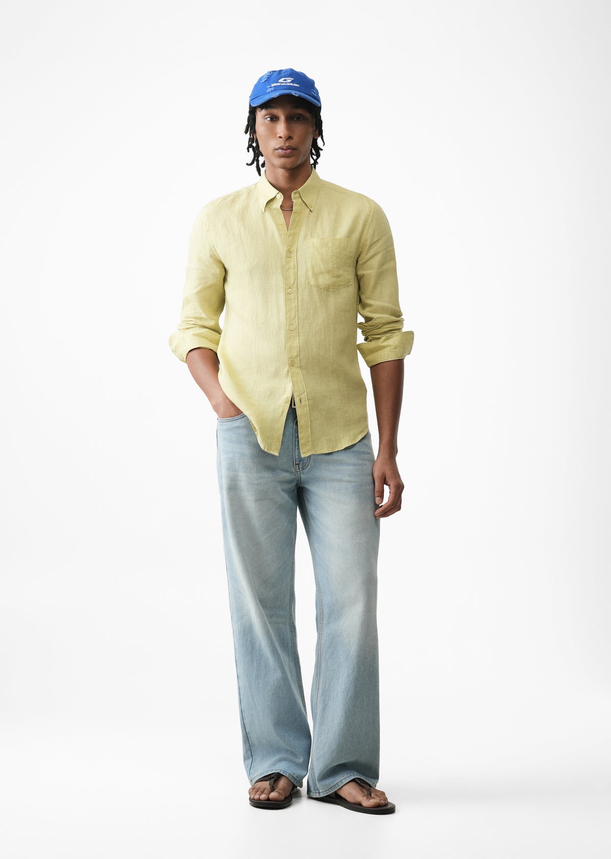 Light Lemon Yellow 100% Linen Shirt