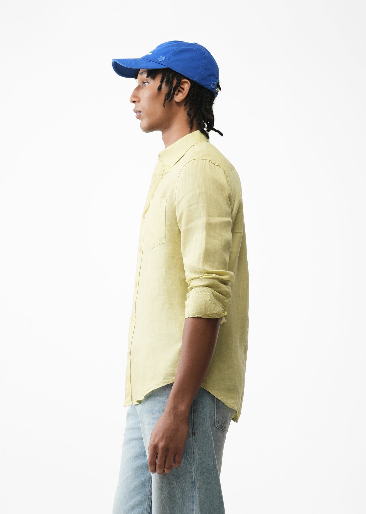 Light Lemon Yellow 100% Linen Shirt