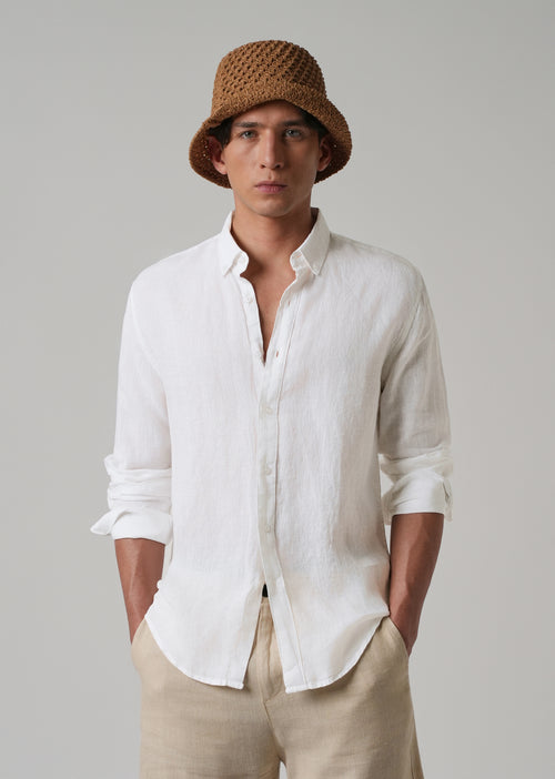 100% Pure Talc White Linen Shirt