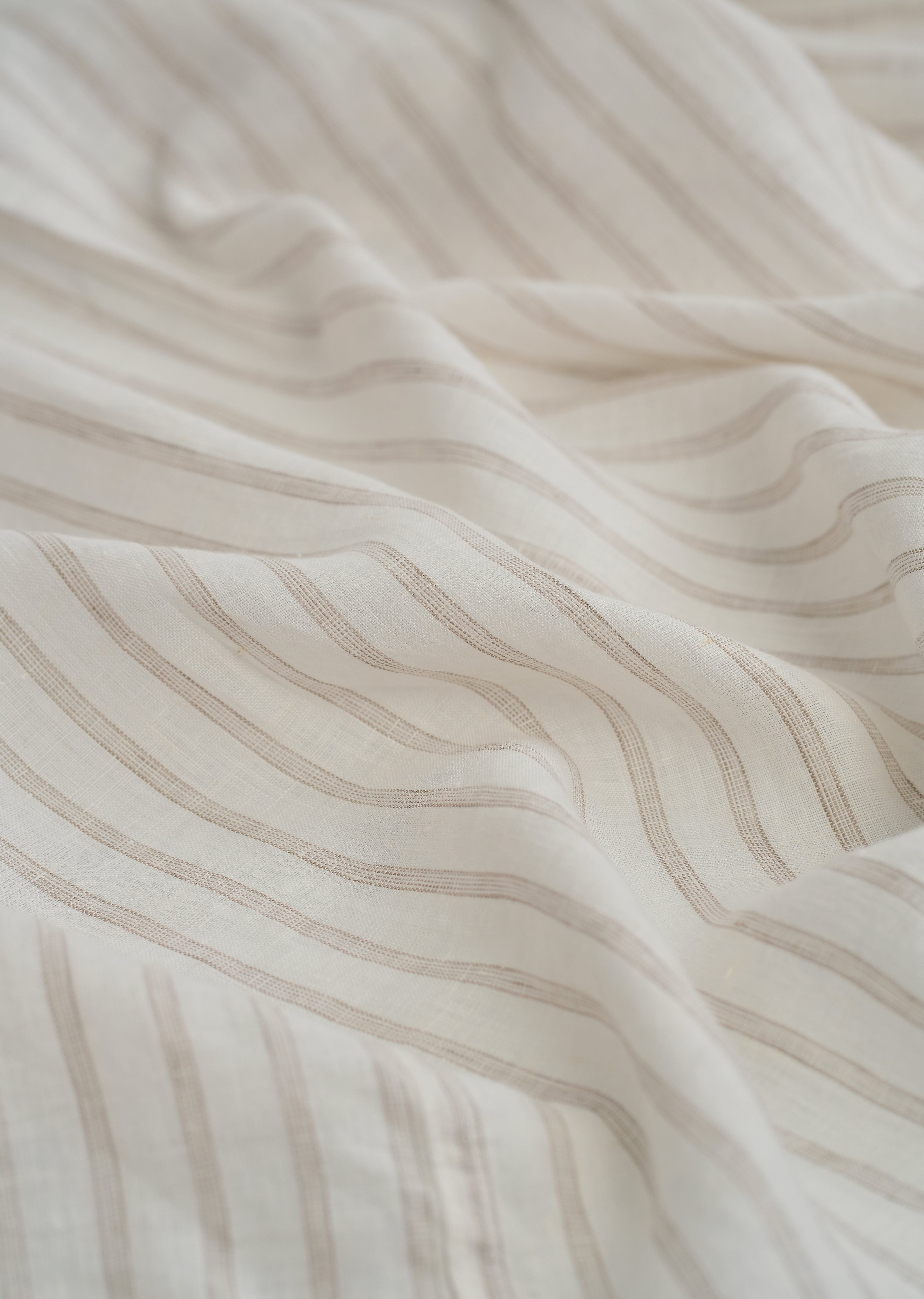 100% Linen Off-White Classic Stripe Shirt