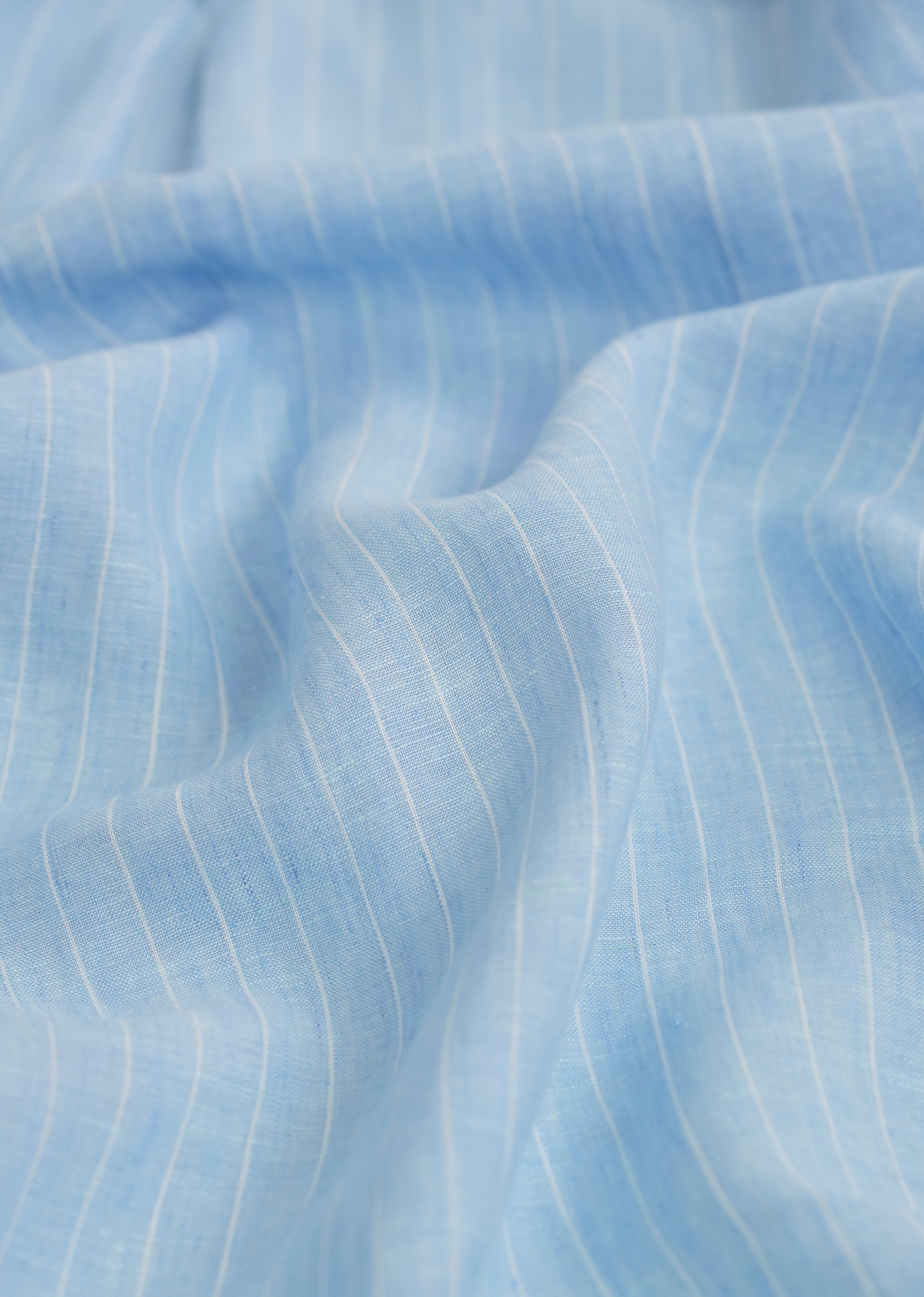 100% Linen Sky Blue Stripe Shirt