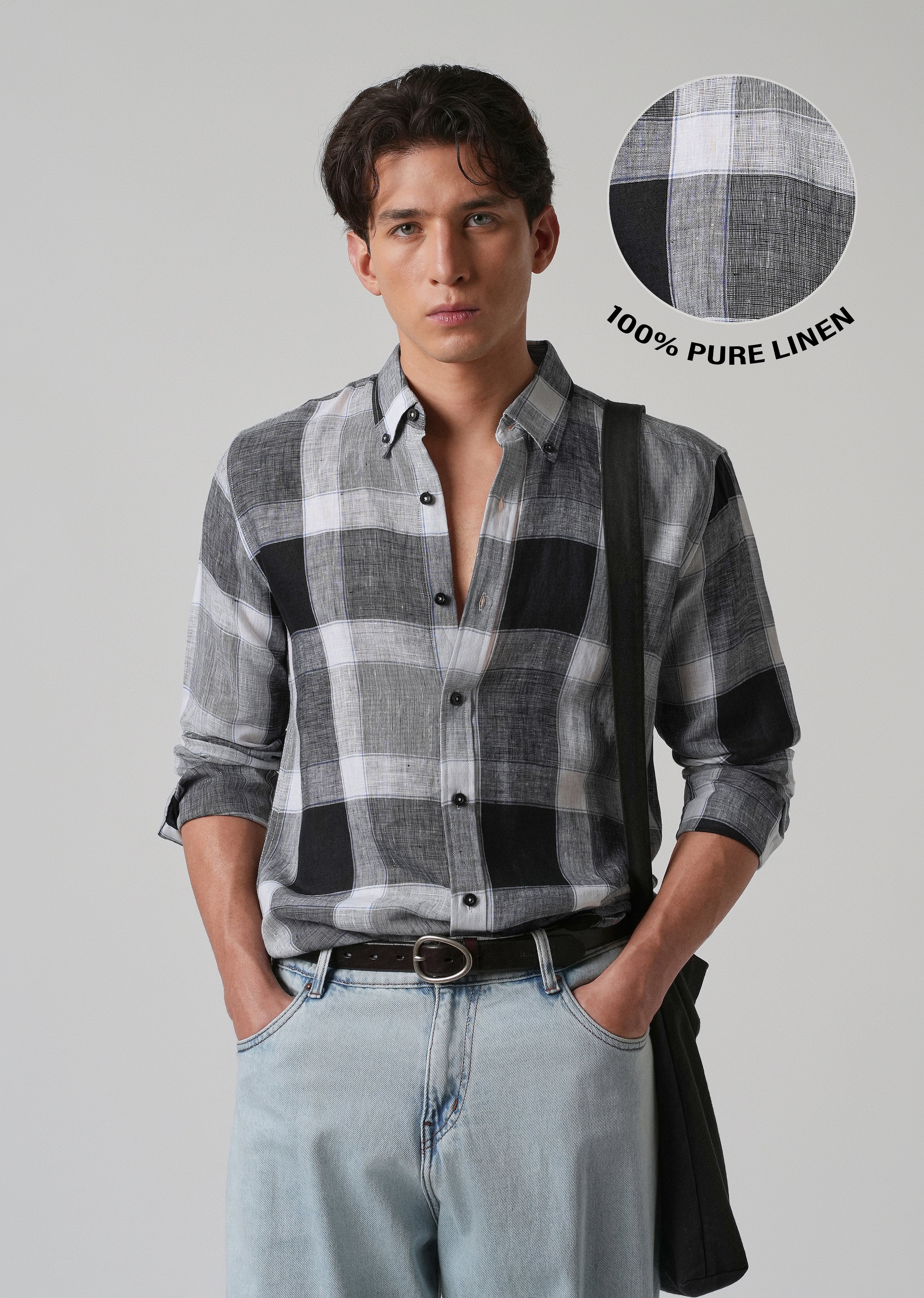 100% Pure Irish Linen Checks Shirt