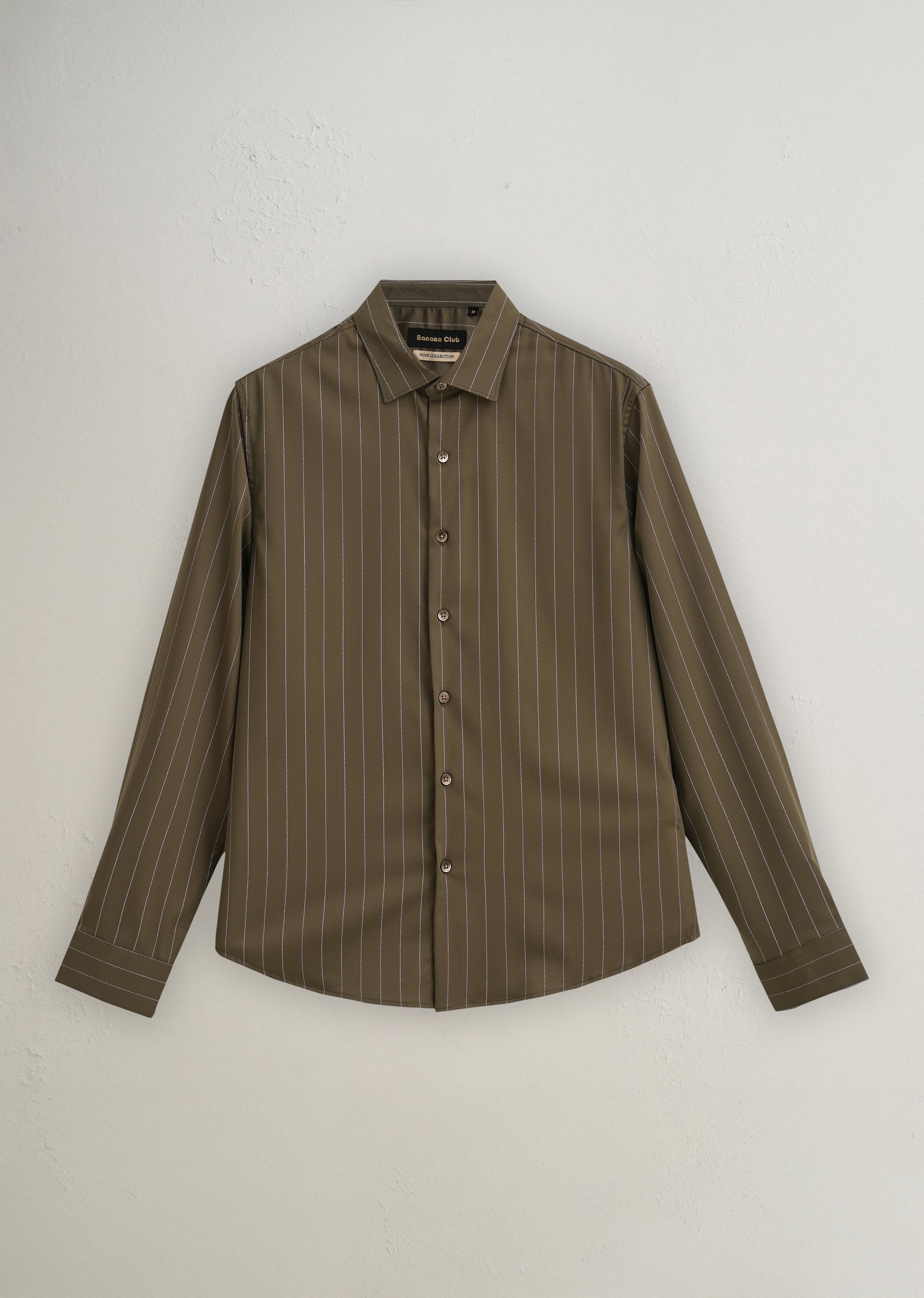 Olive Green Vertical Stripe Shirt