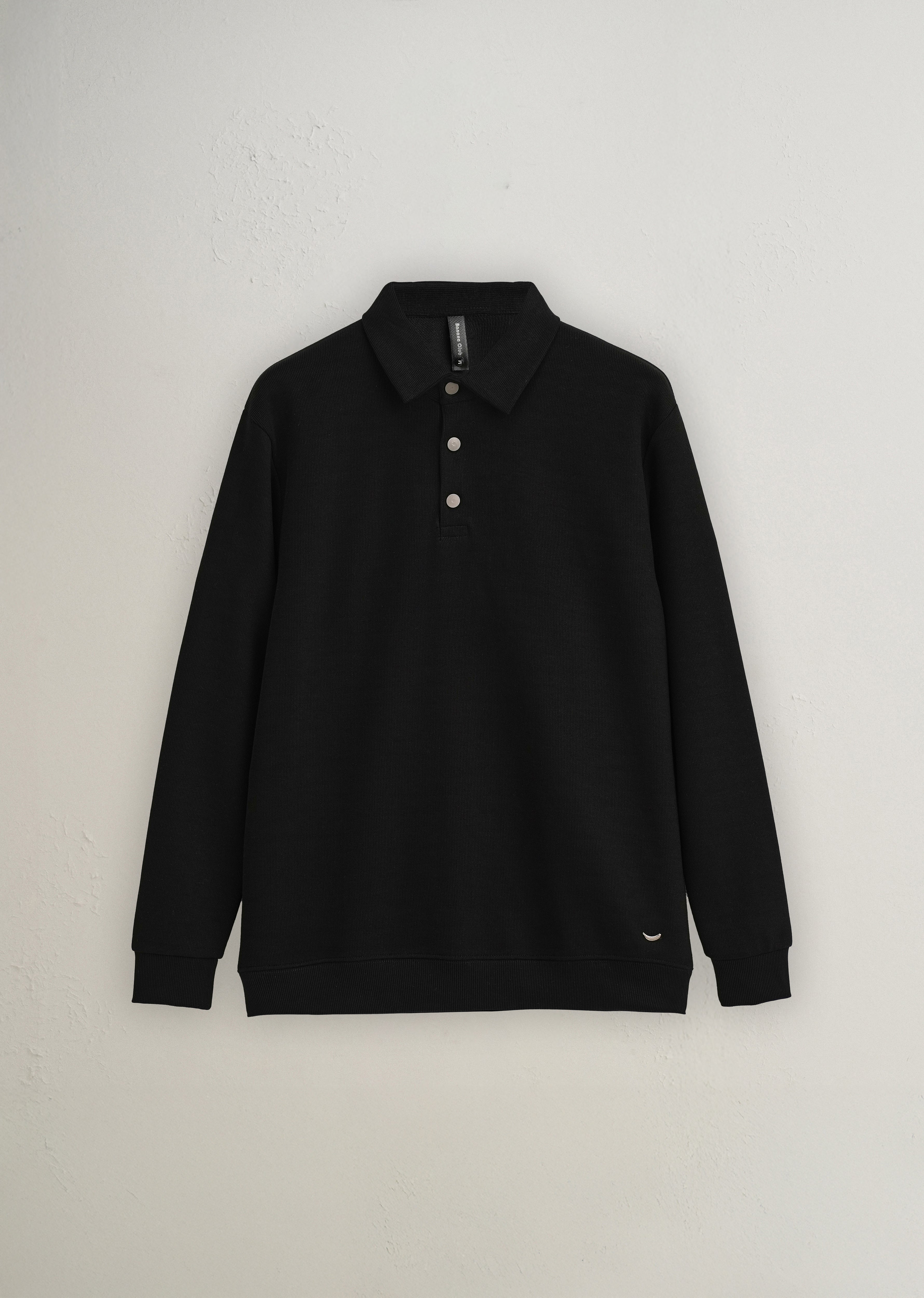 Black Knitted Polo Sweatshirt