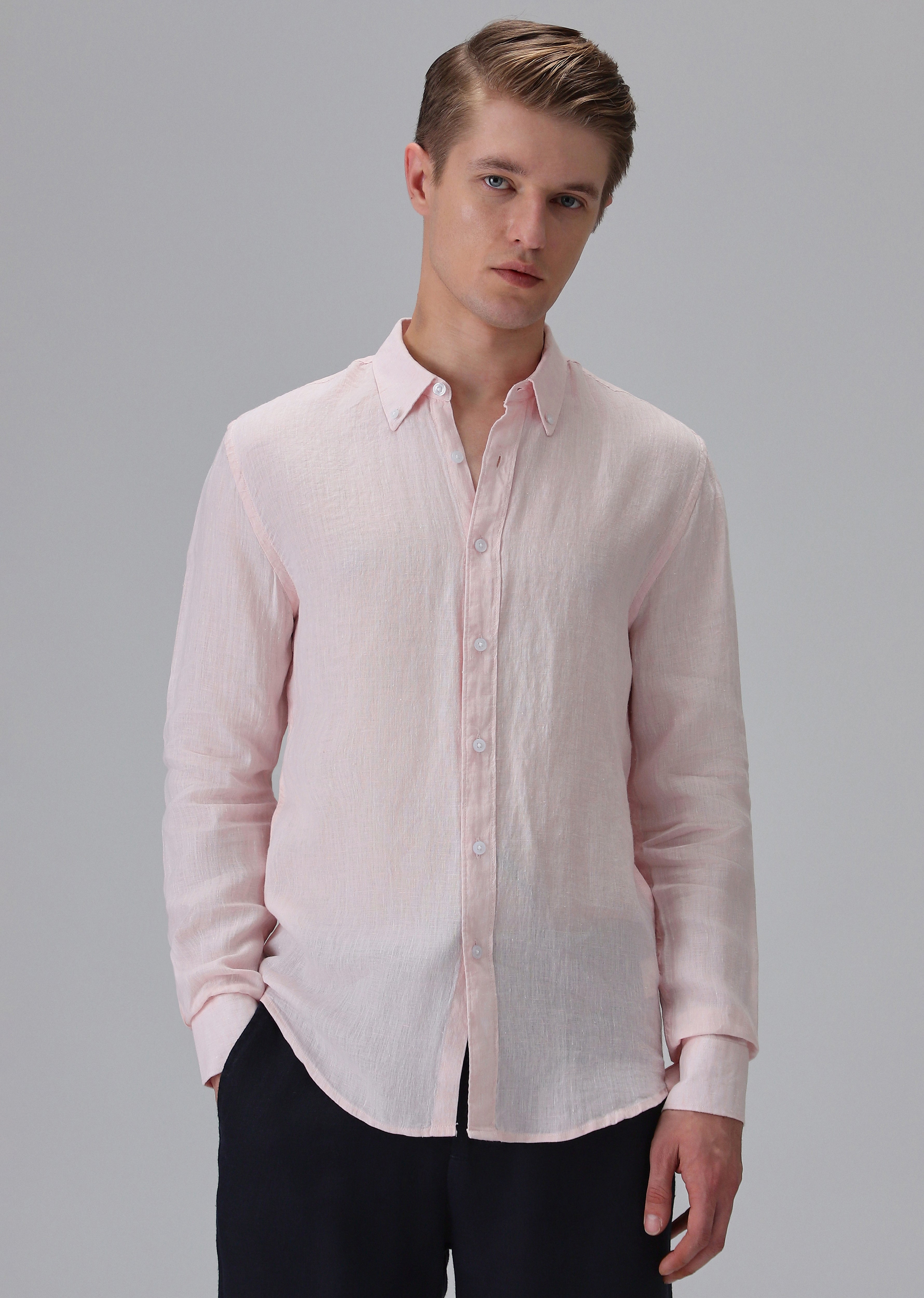 100% Pure Irish Pastel Pink Linen Shirt