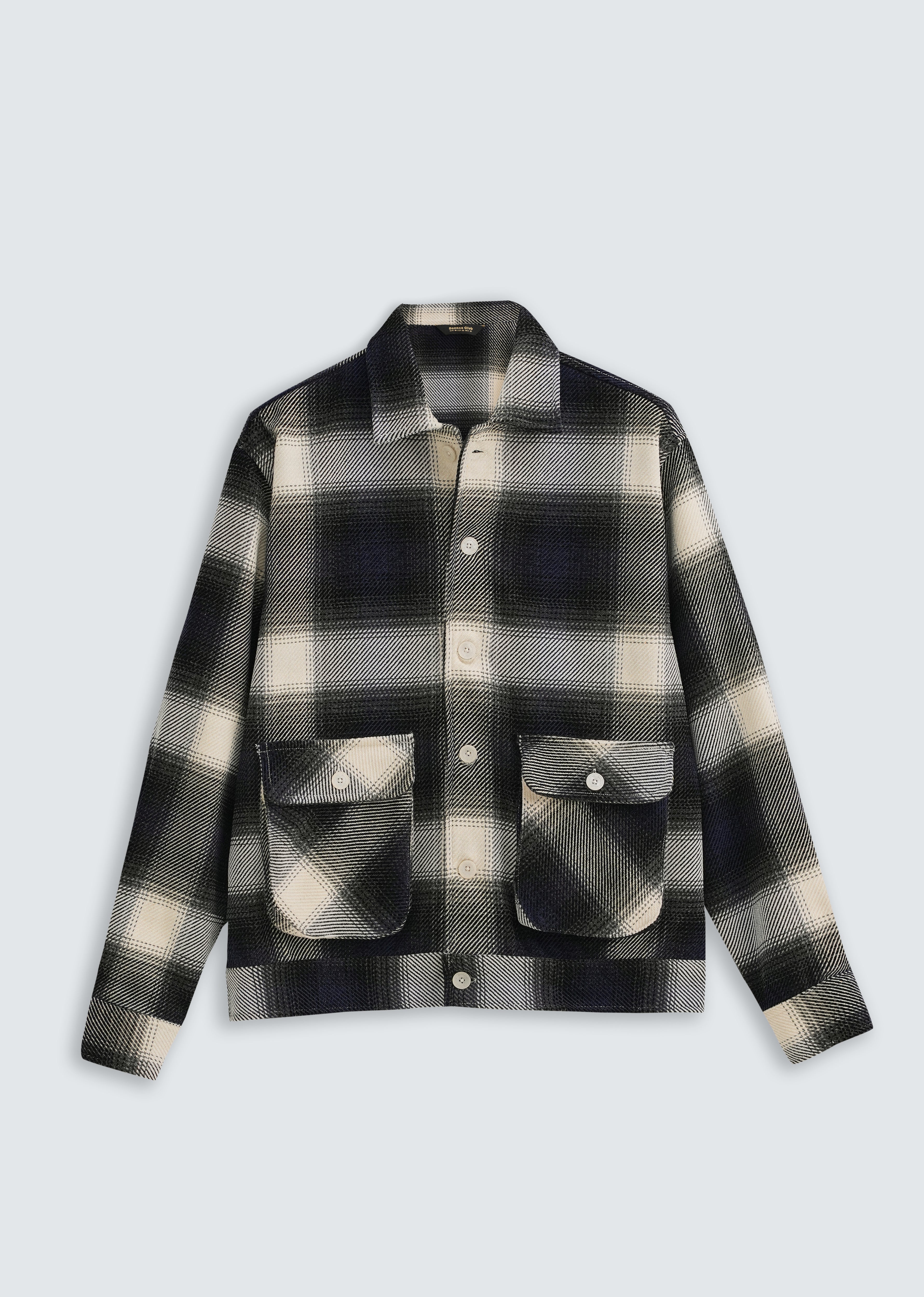 Black Brushed Check Utility Shacket