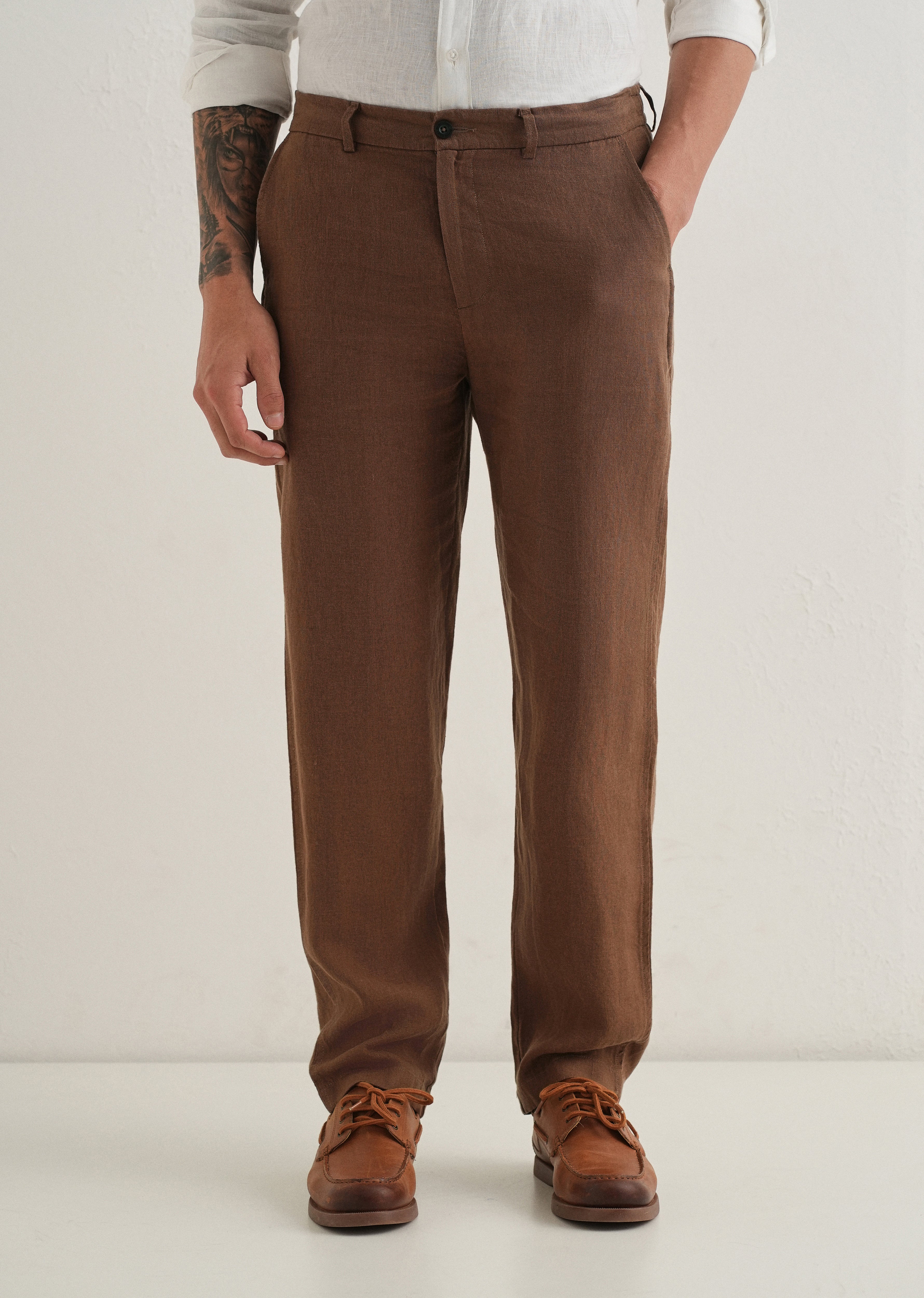 Chestnut Brown Linen Pant