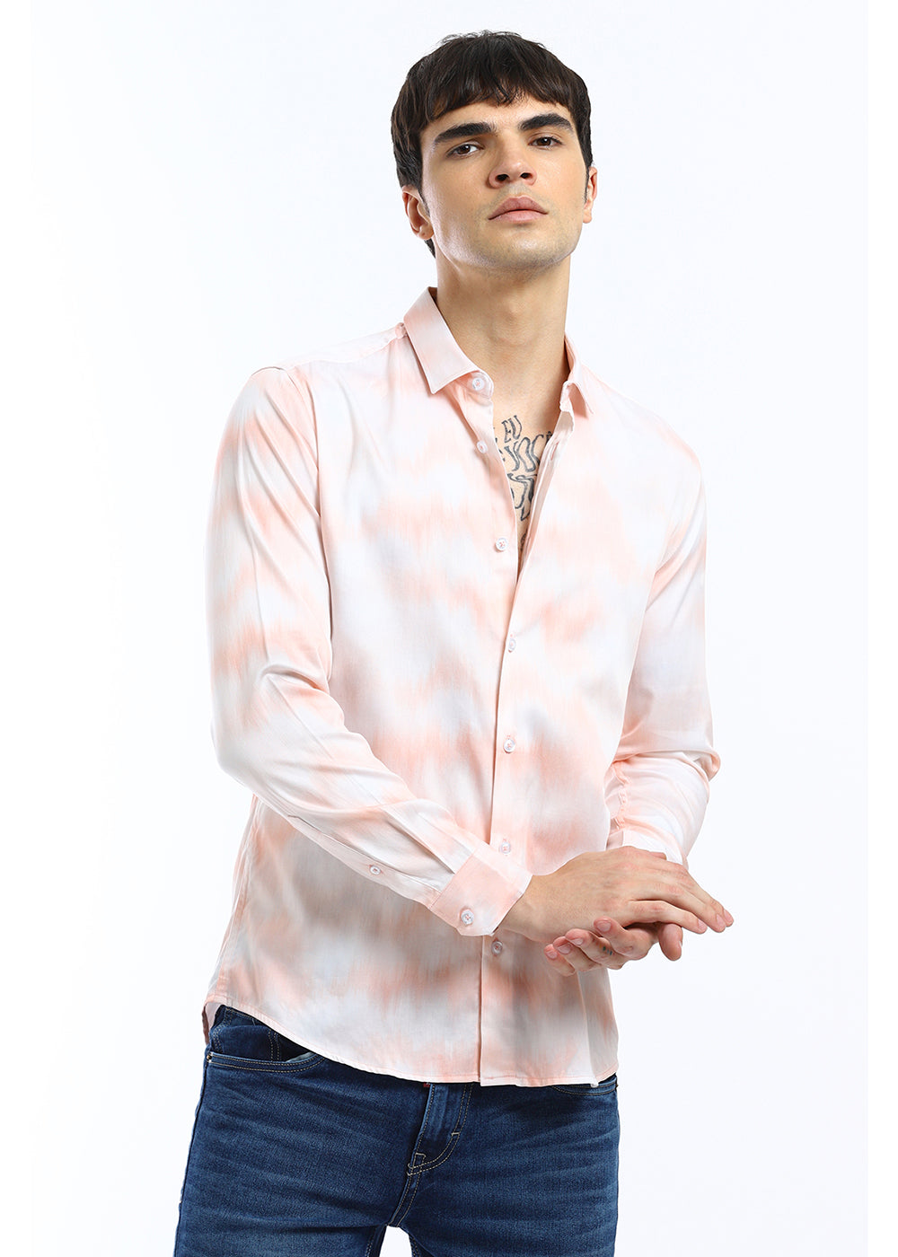 Orange Soft Hued Printed Shirt