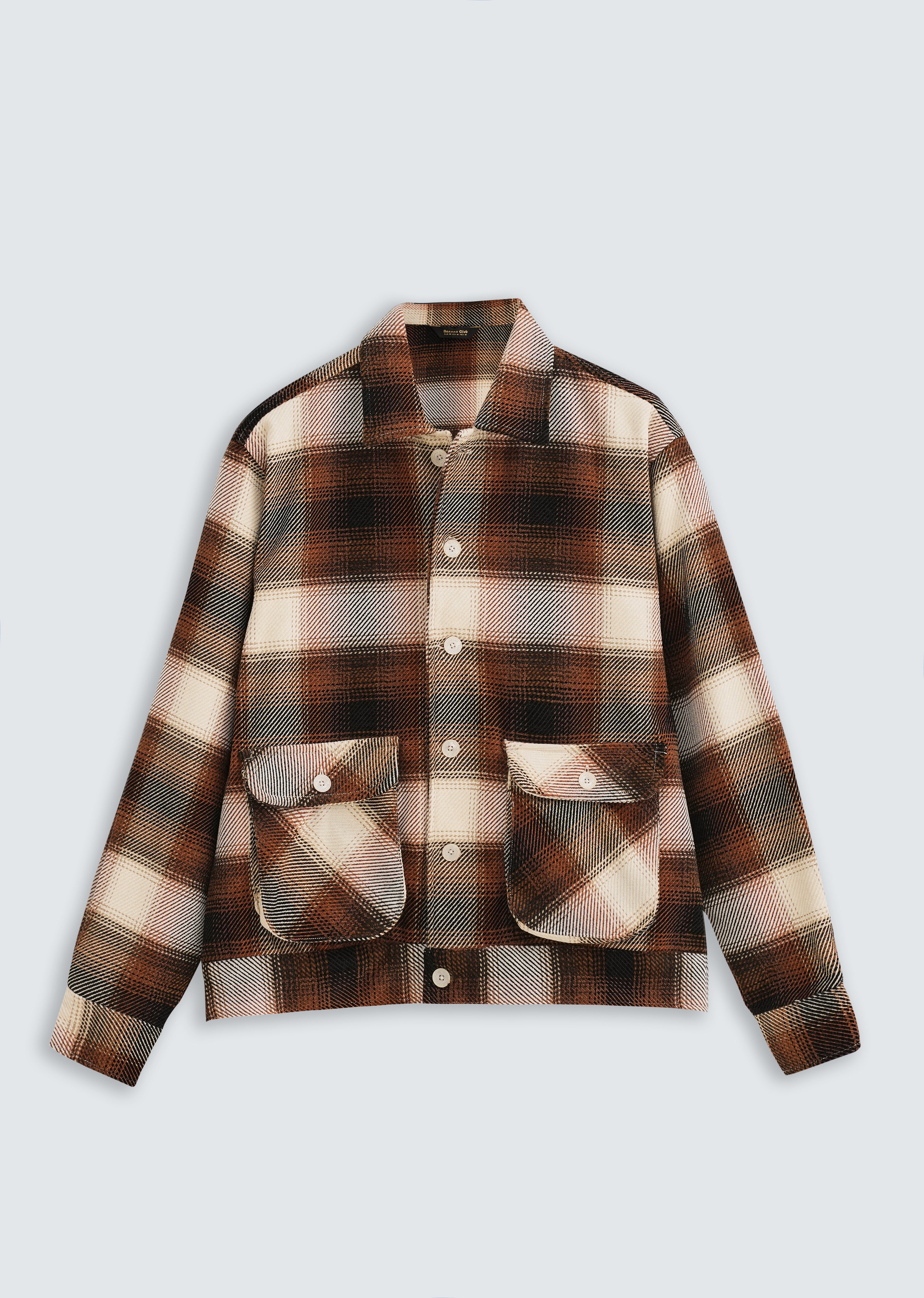 Brown Brushed Check Utility Shacket
