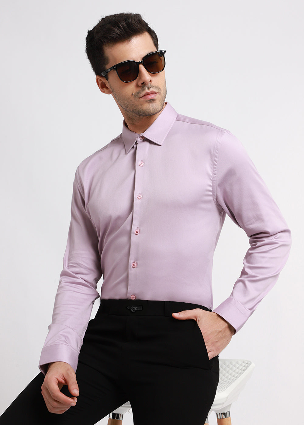Light Mauve Satin Shirt