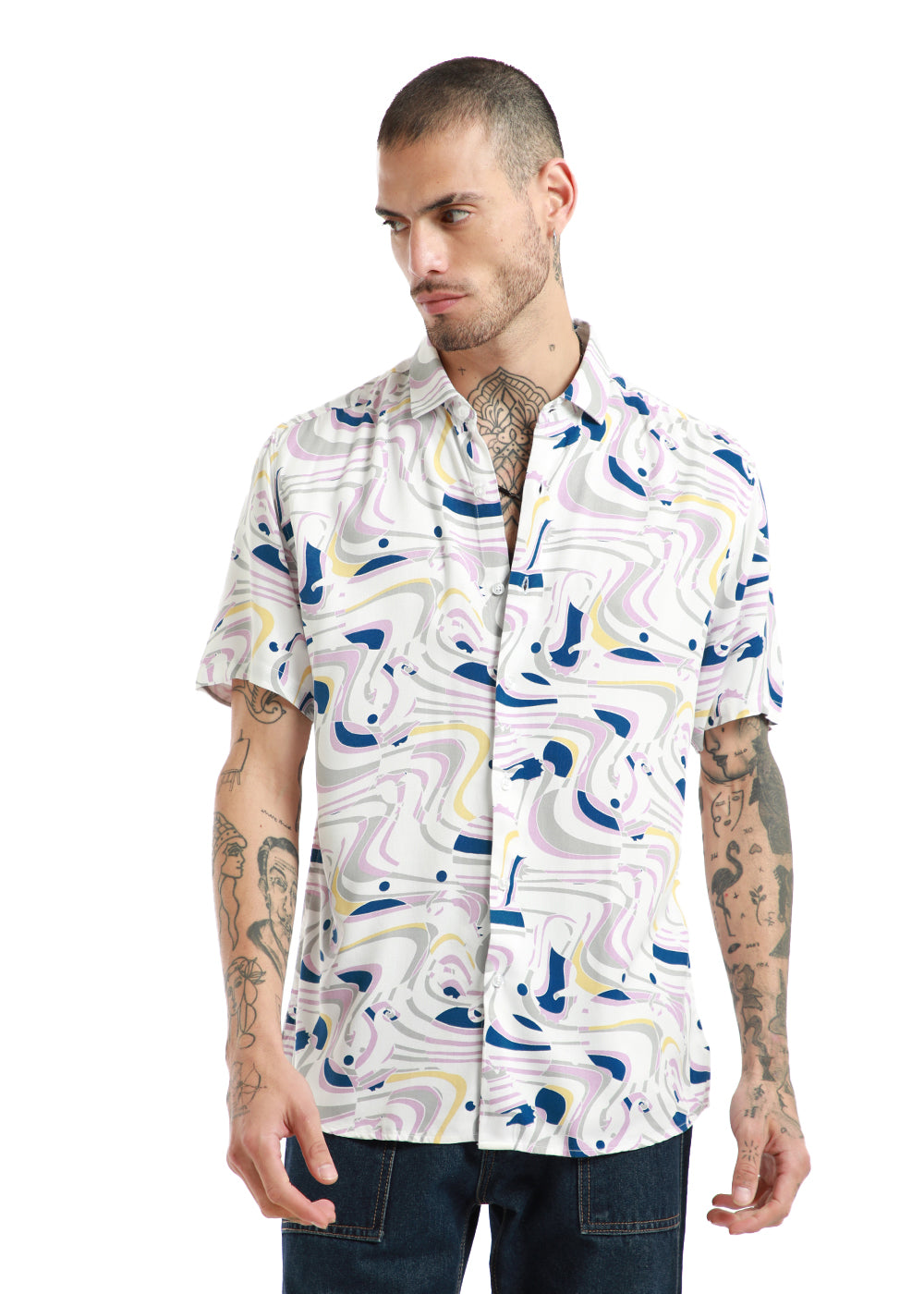 Ocean coast print half sleeve shirt