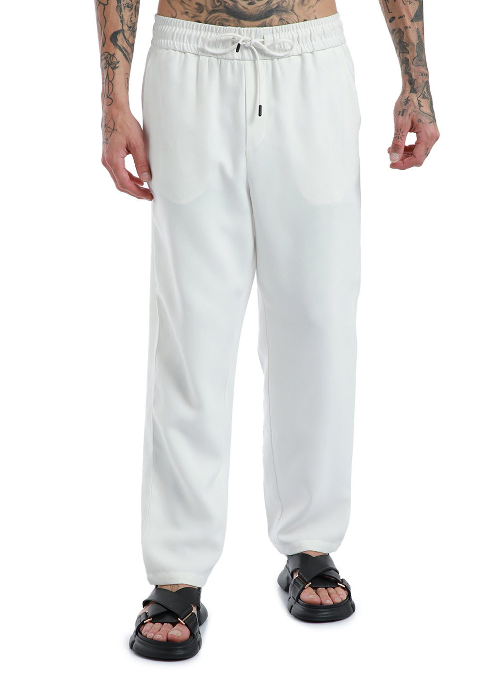 Feather White Thin-Corduroy Trousers