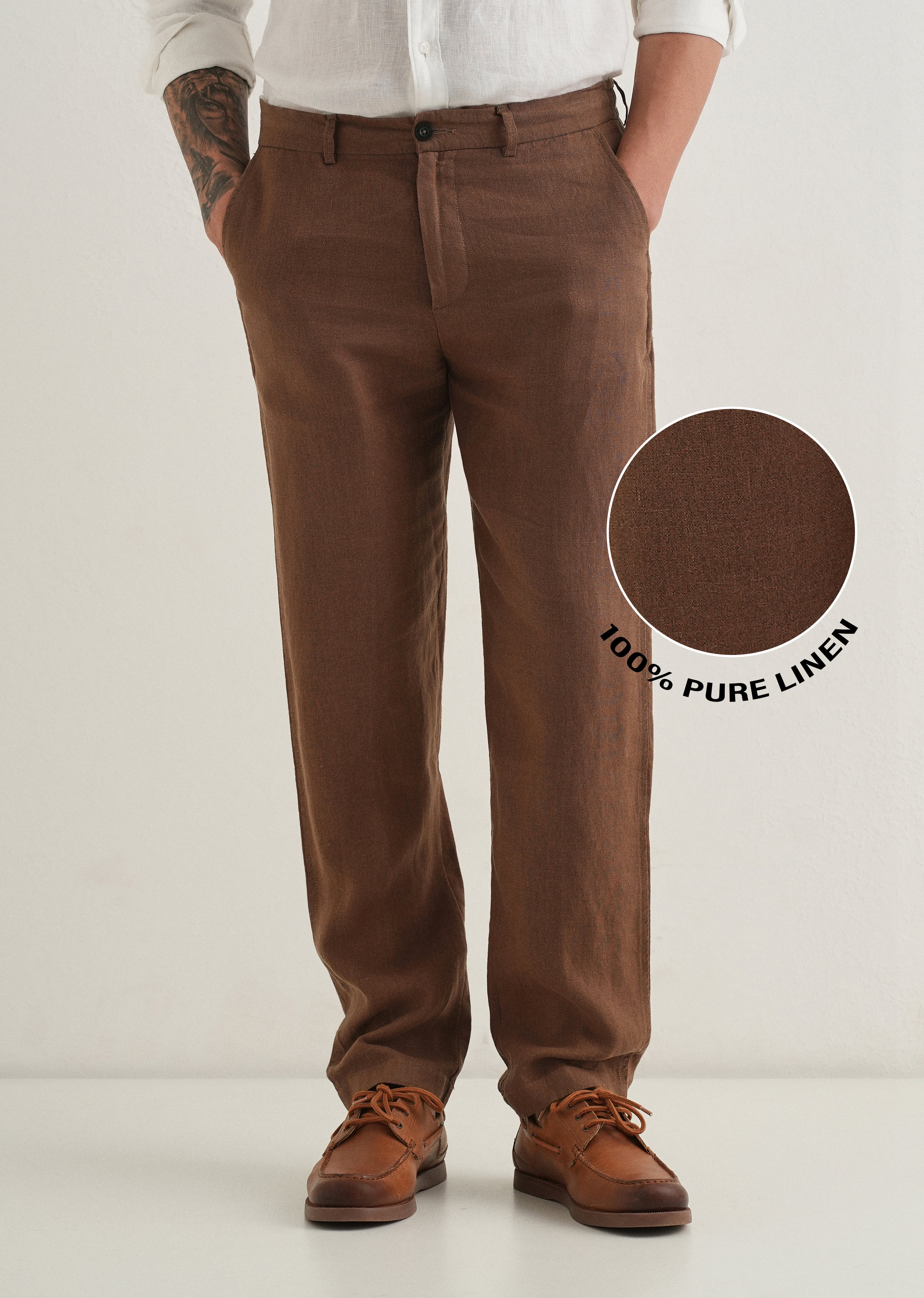 Chestnut Brown Linen Pant