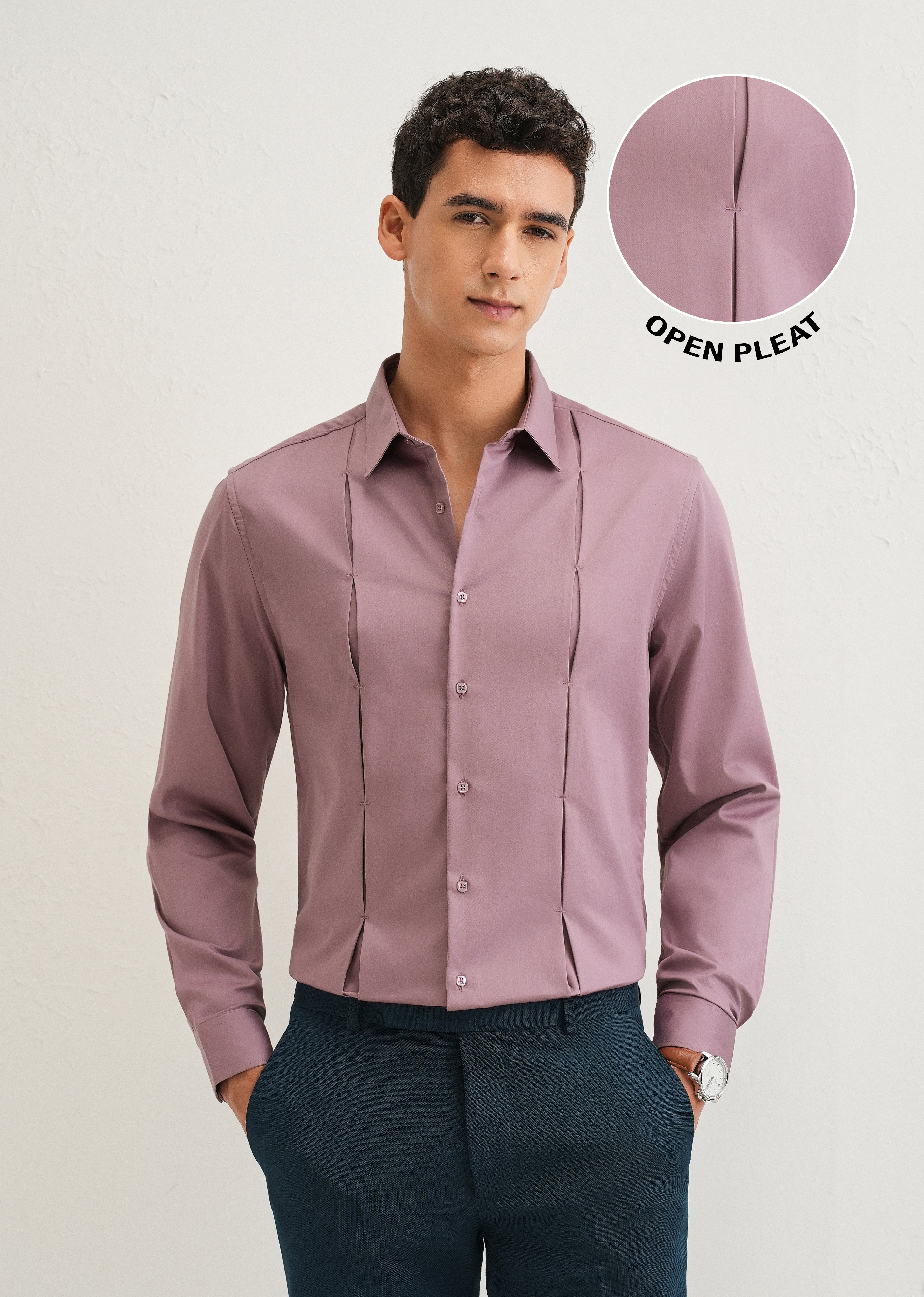 Twilight Lavender Front Panel Open Pleat Shirt