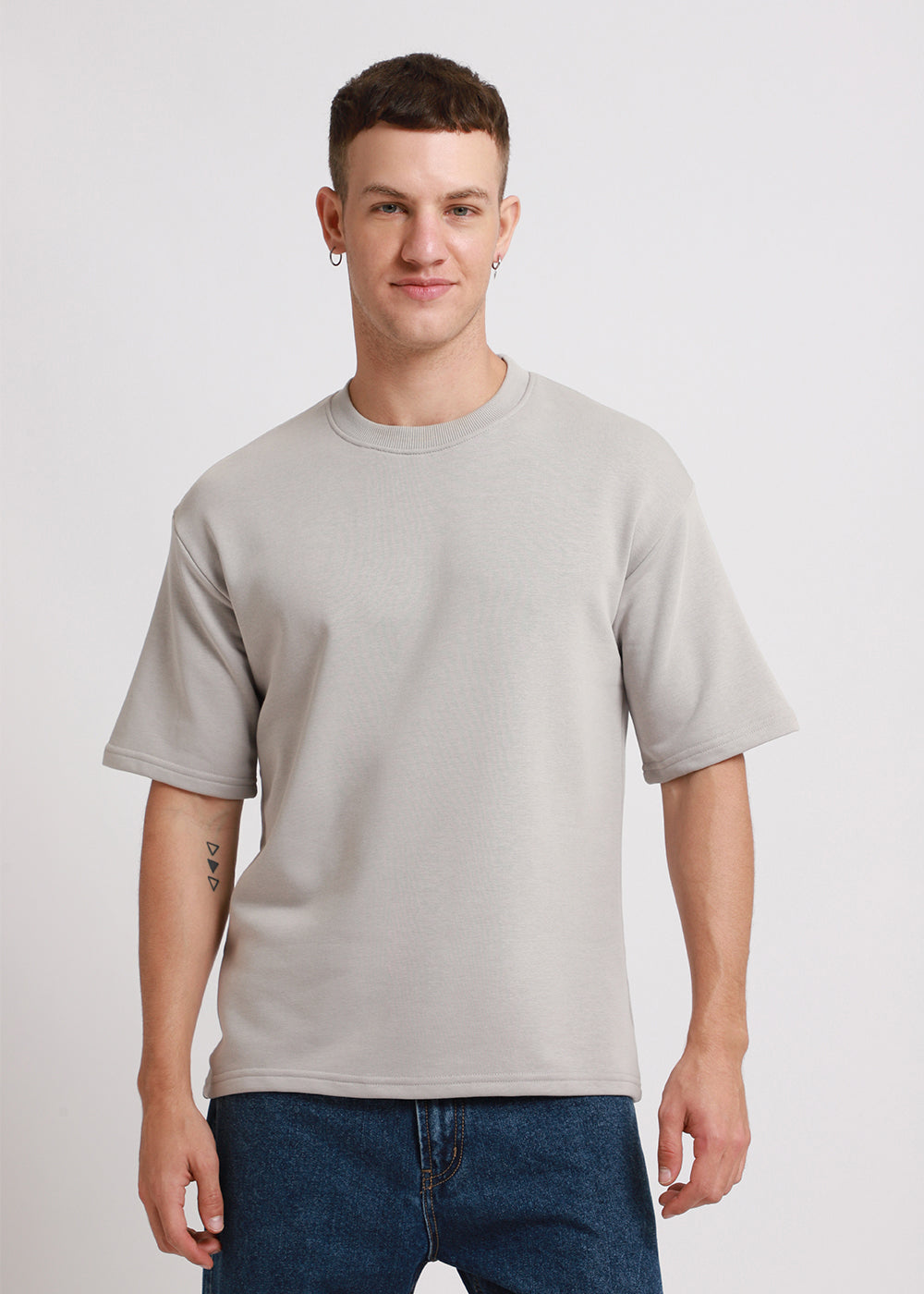 Pale Gray Oversized Basic T-shirt