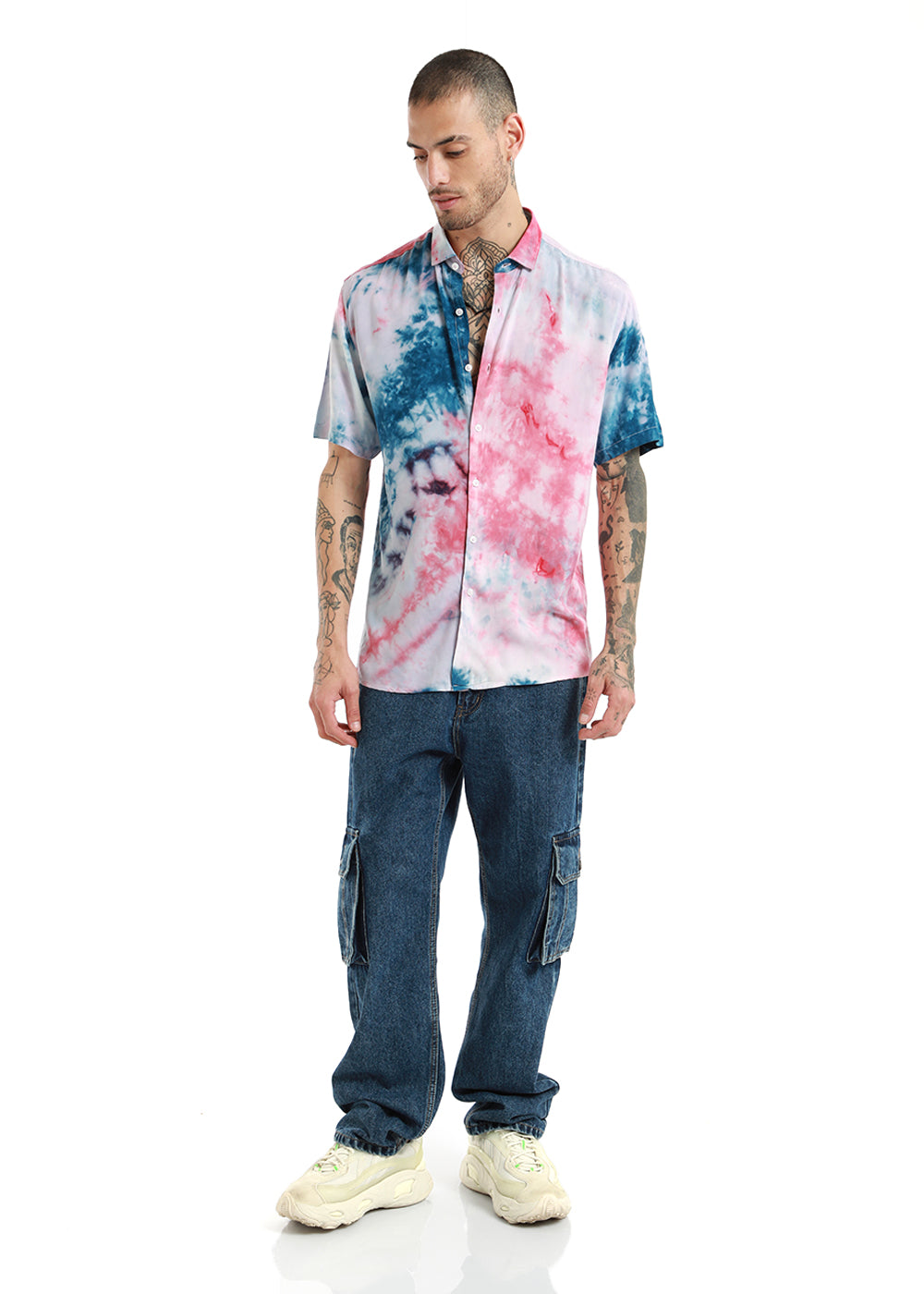 Teal and Pink Tie Dye Half Sleeve