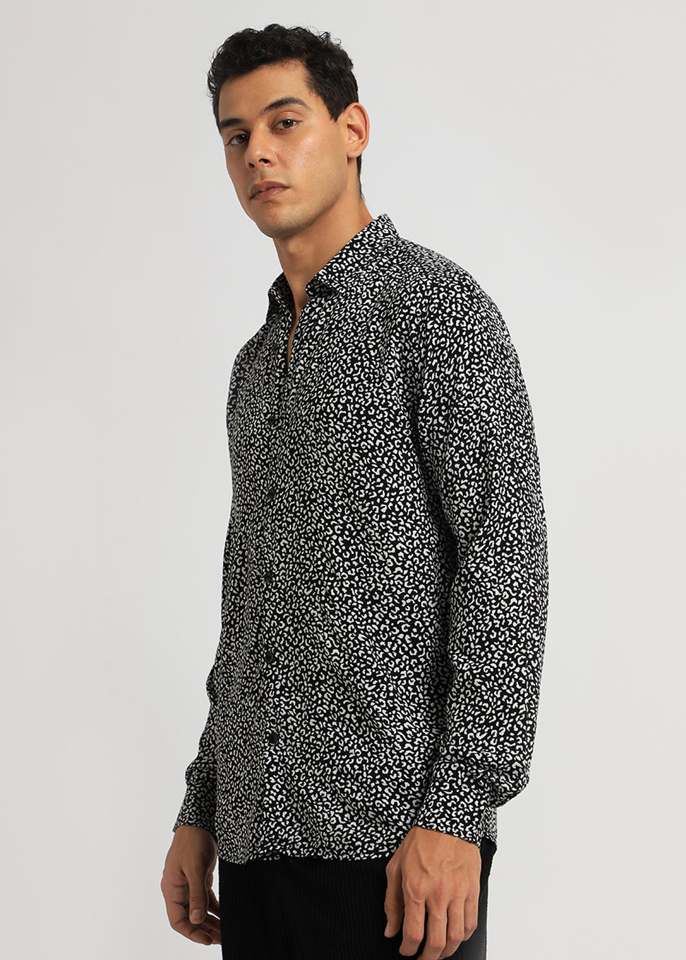 White Panthera Print Full sleeve shirt