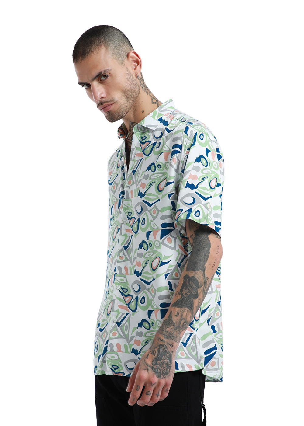 Streaked Abstract Print half sleeve shirt