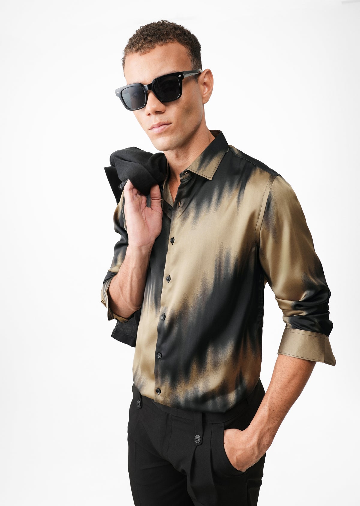 Golden and Black Abstract Print Shirt