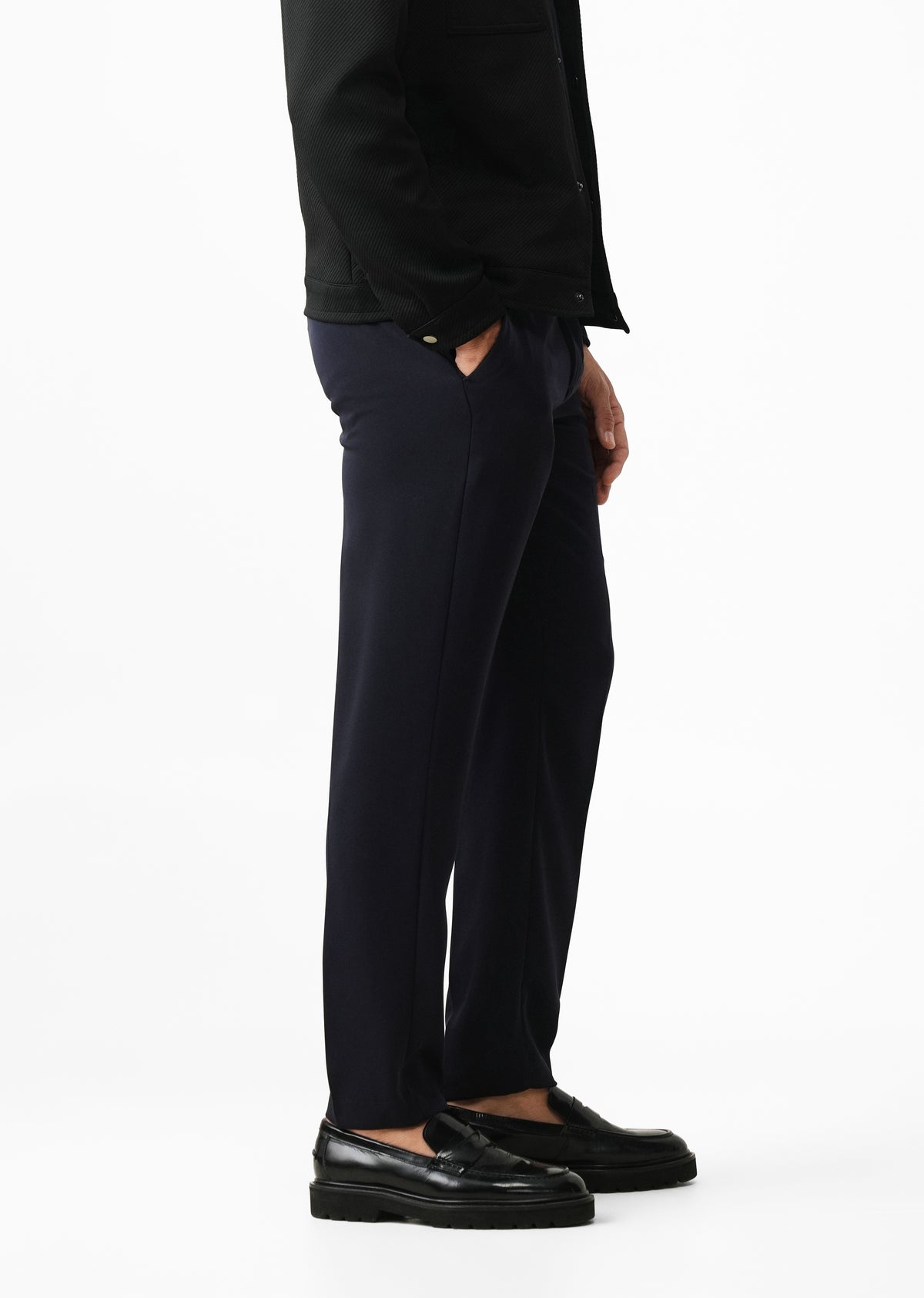 Navy Slim Fit Flex Waist Trousers