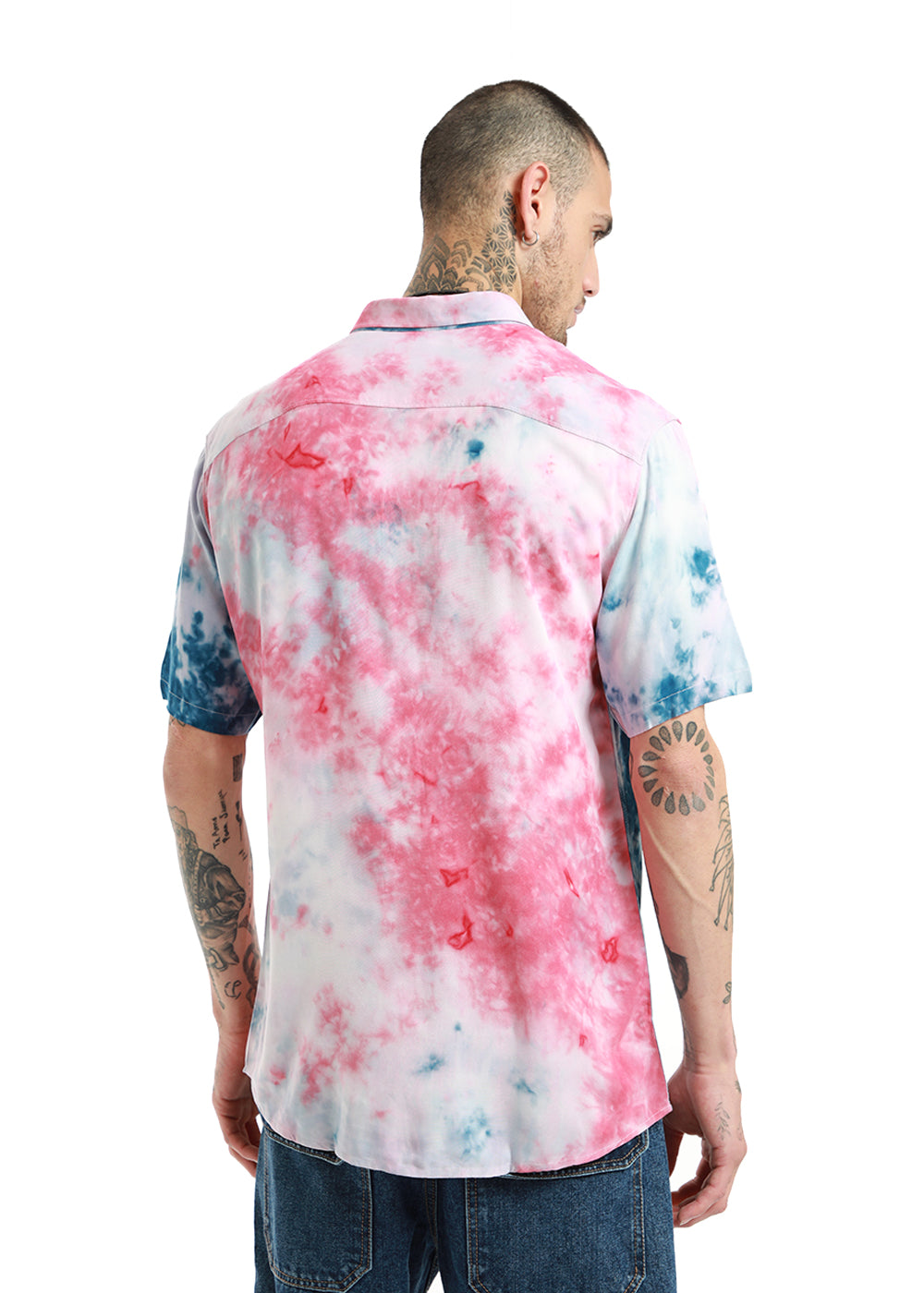 Teal and Pink Tie Dye Half Sleeve