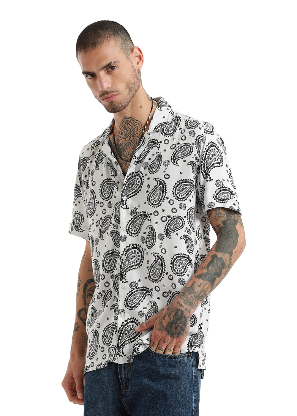 Zubolo Paisley Print Short Sleeve Shirt