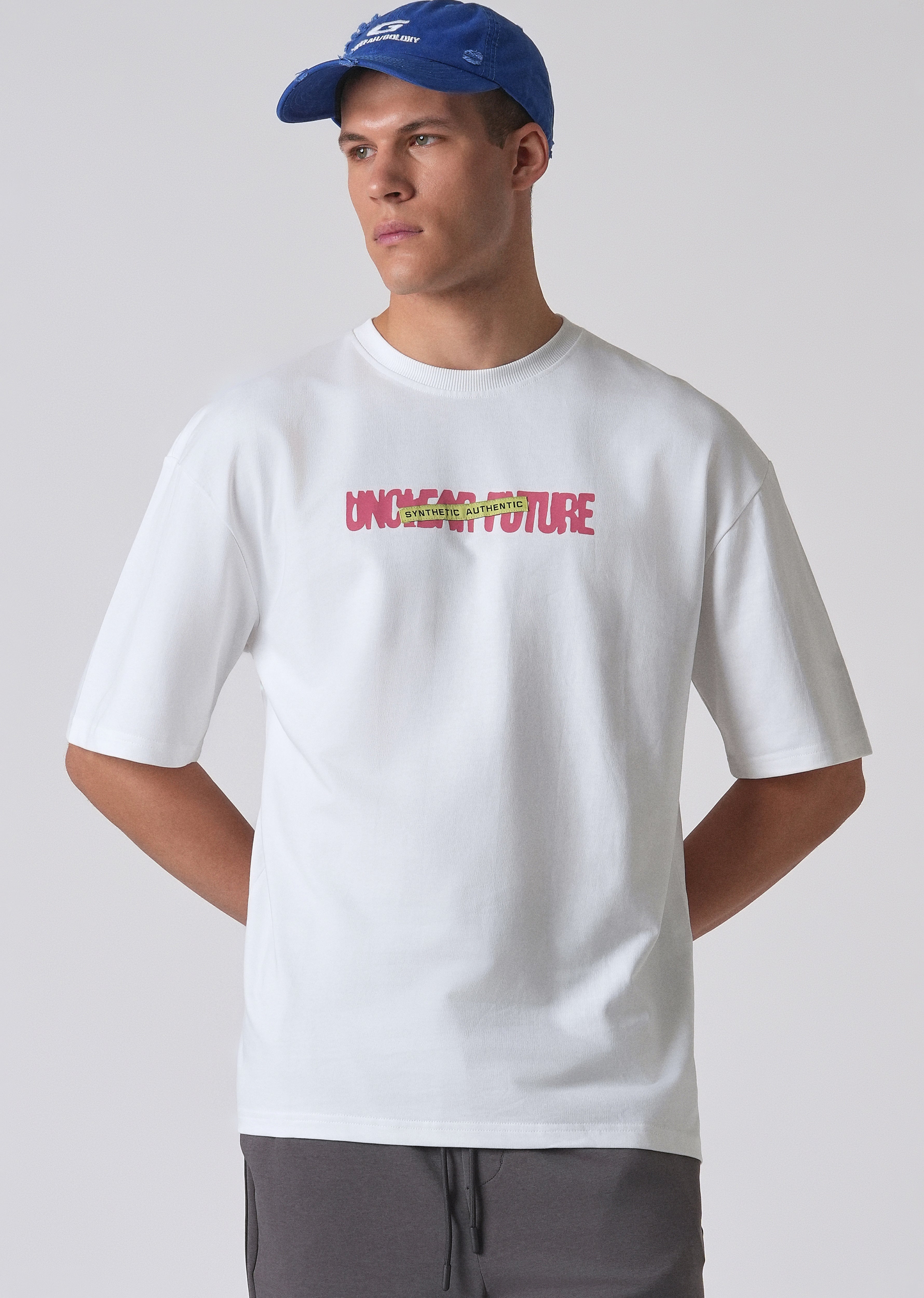 Typography White Oversized T-shirt