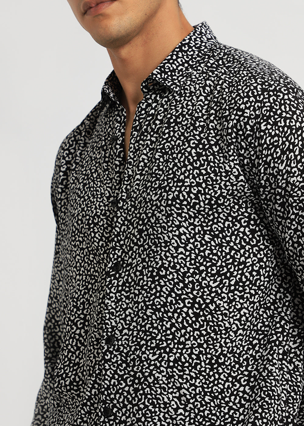 White Panthera Print Full sleeve shirt