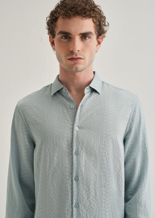 Blue Self Patterned Shirt