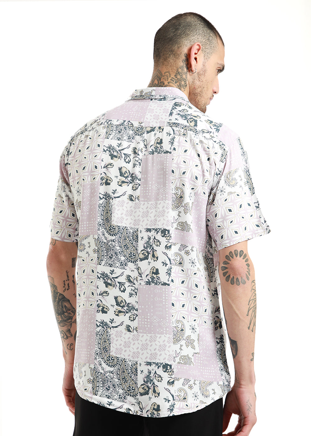 Damask Print Half Sleeve Shirt