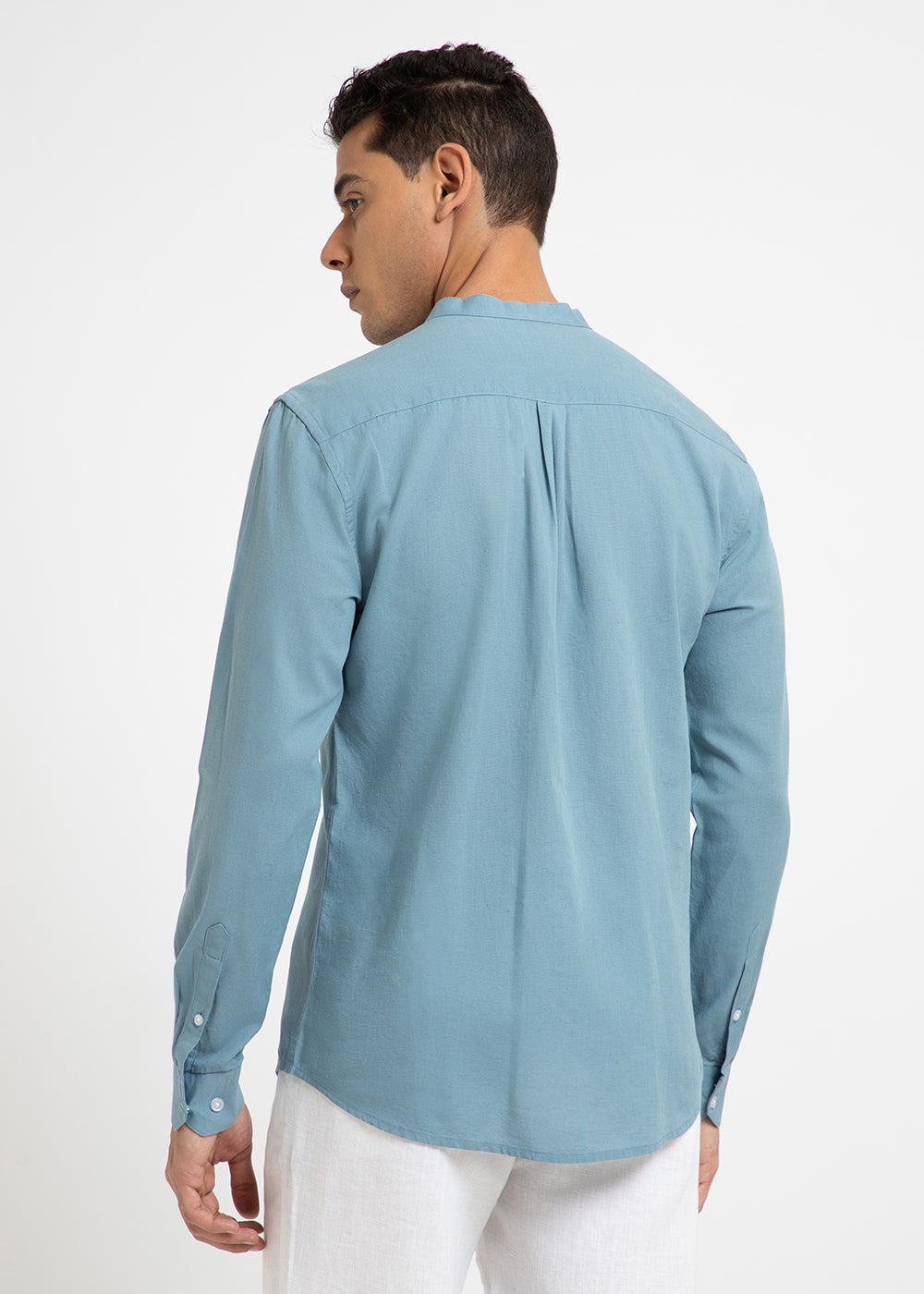 Scuba Blue Cotton Linen Shirt
