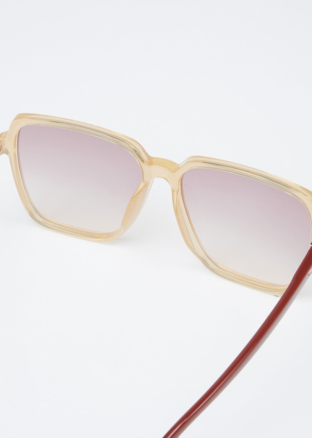 Light Beige Unisex Square sunglasses