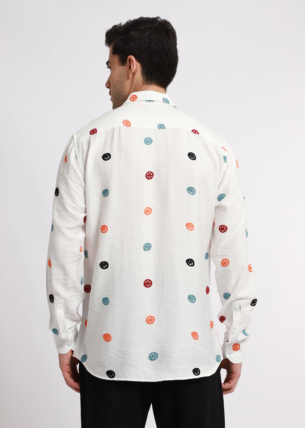 White Florescent Embroidered Shirt