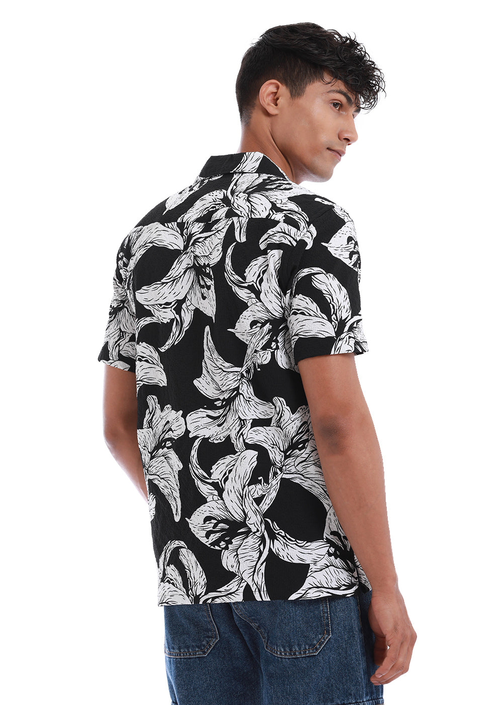 Lily Print White Popcorn Shirt