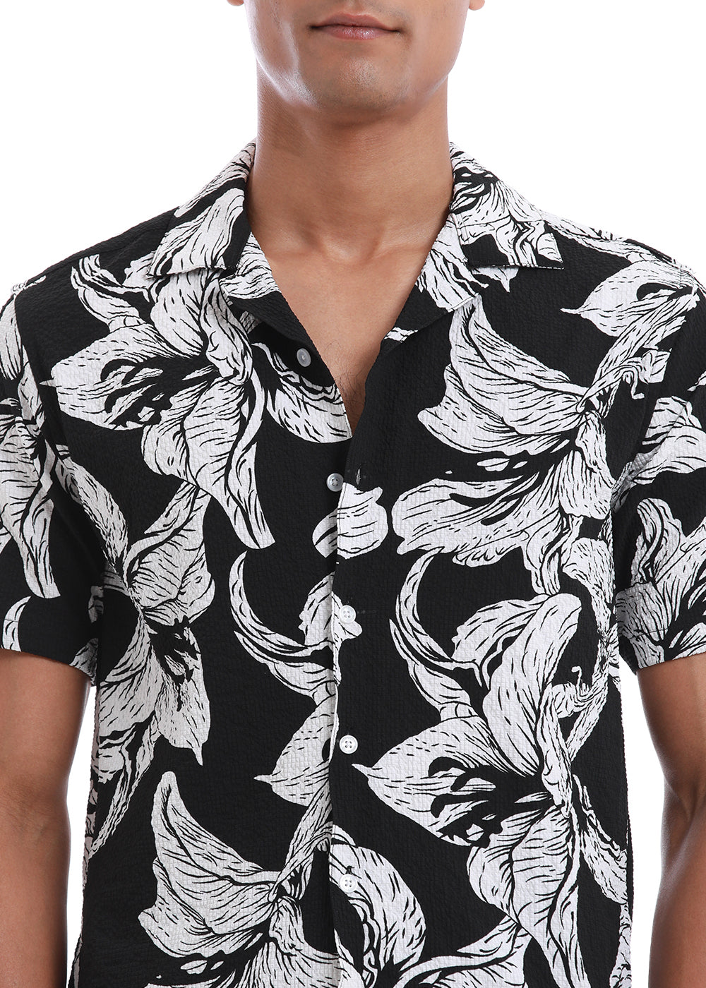 Lily Print White Popcorn Shirt