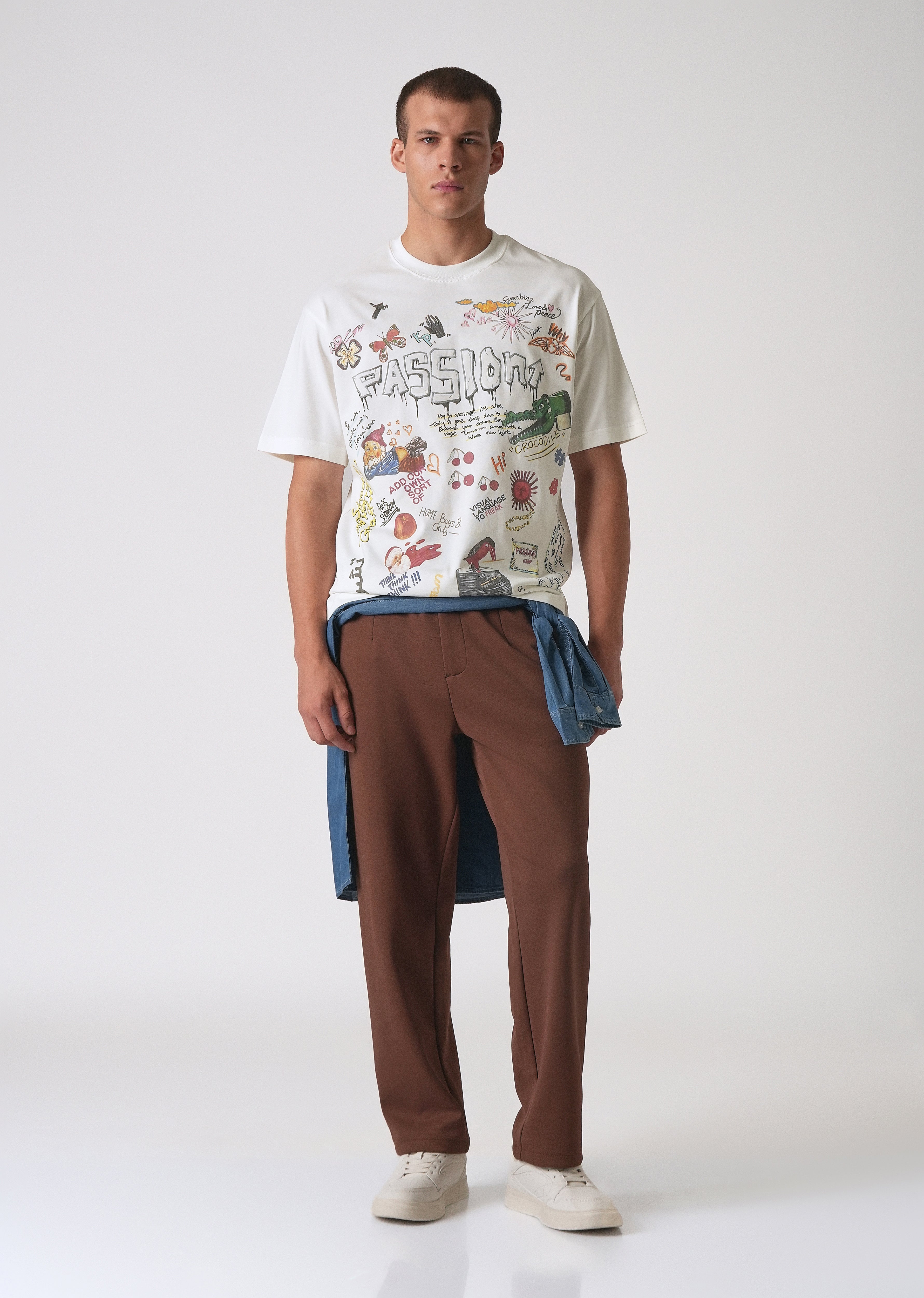 Passion White Printed Oversized T-shirt