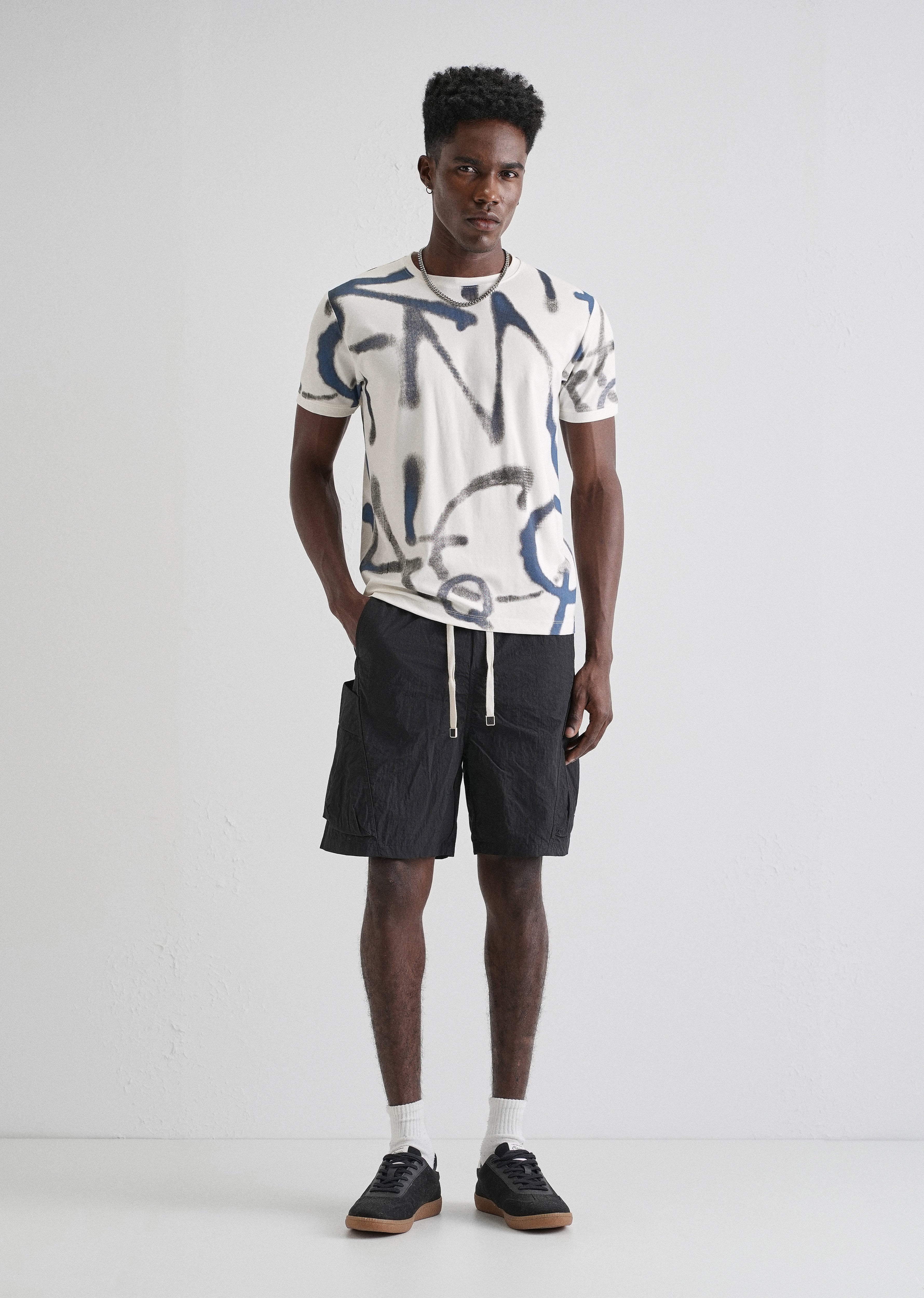 Blue White Printed T-shirt