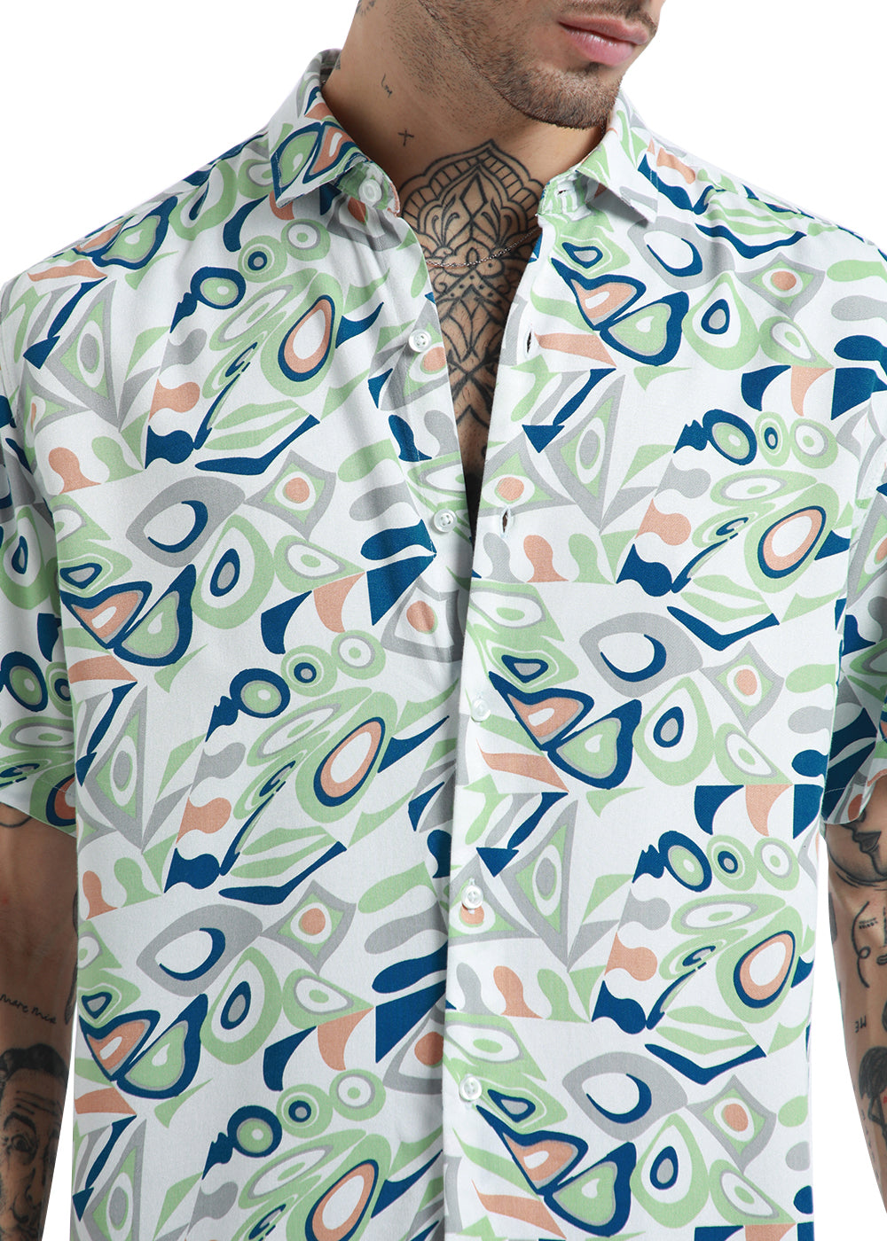 Streaked Abstract Print half sleeve shirt