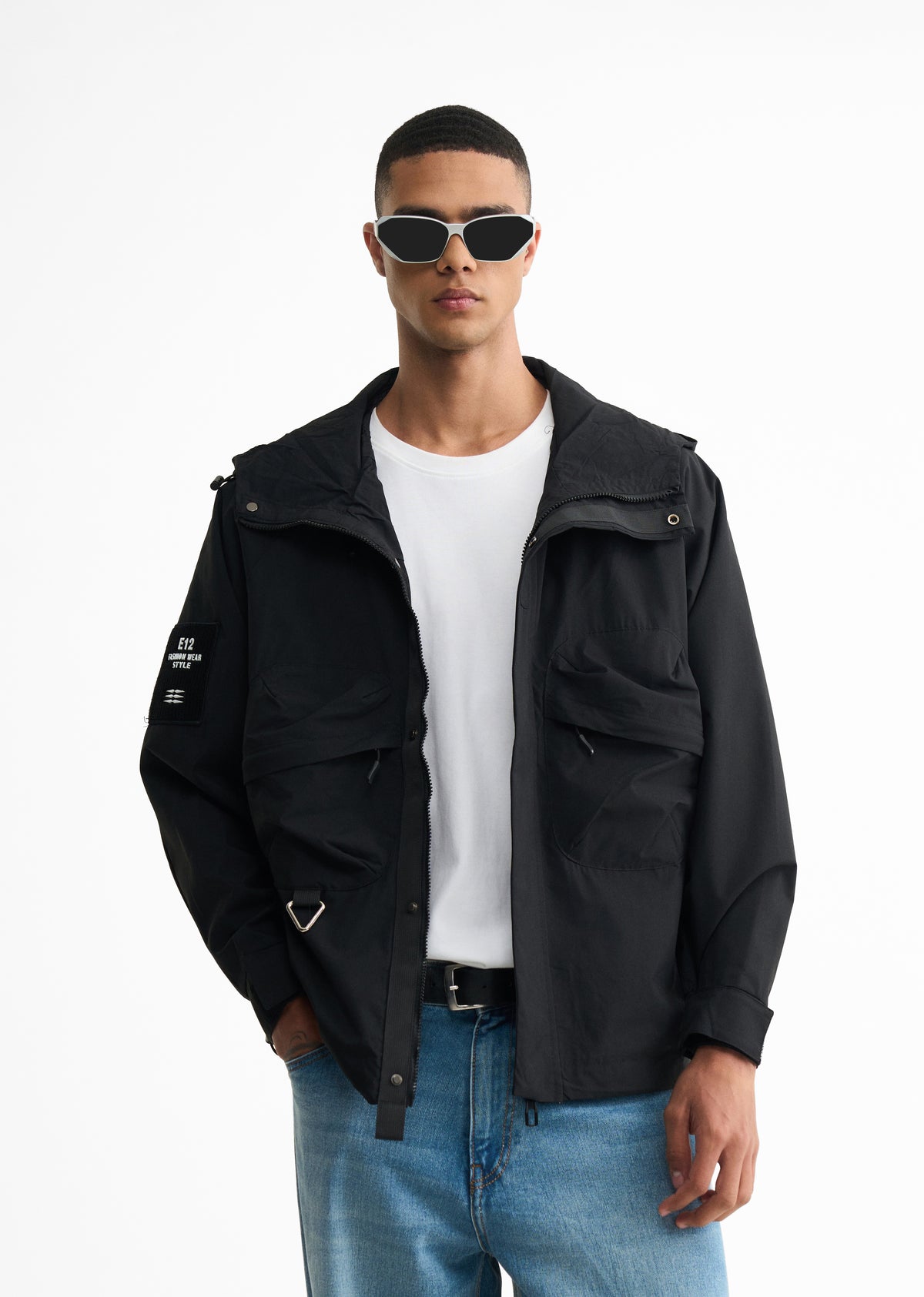 Black Hooded Utility Jacket