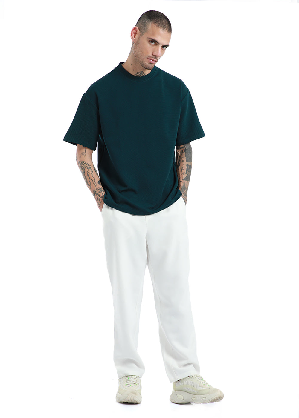 Feather White Thin-Corduroy Trousers