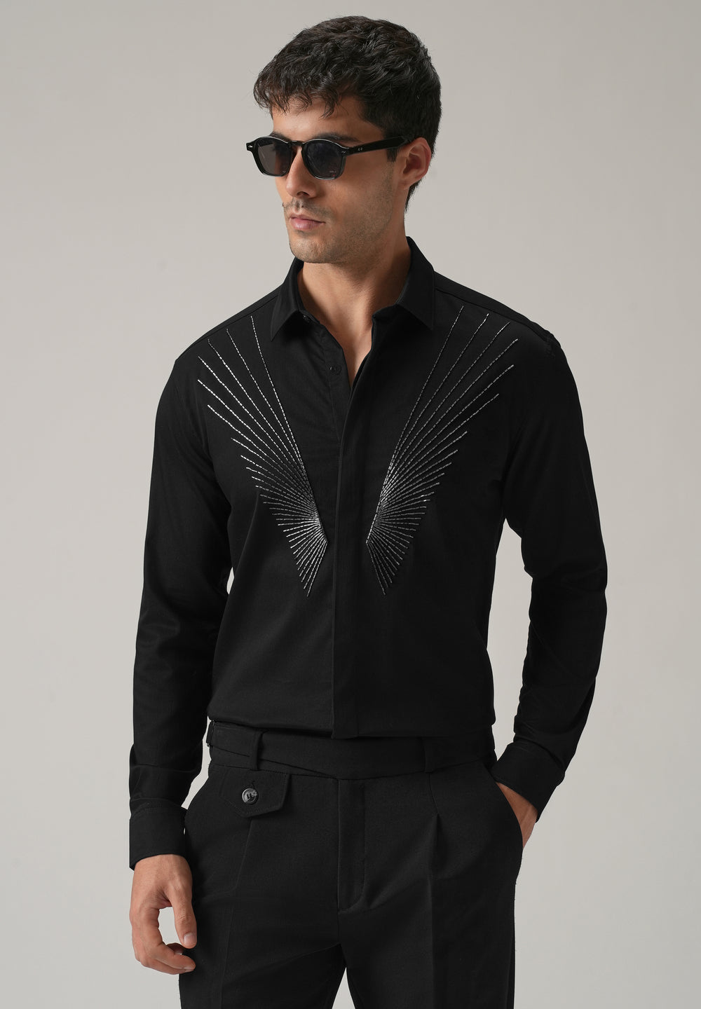 Radiant Handwork Black Designer Shirt