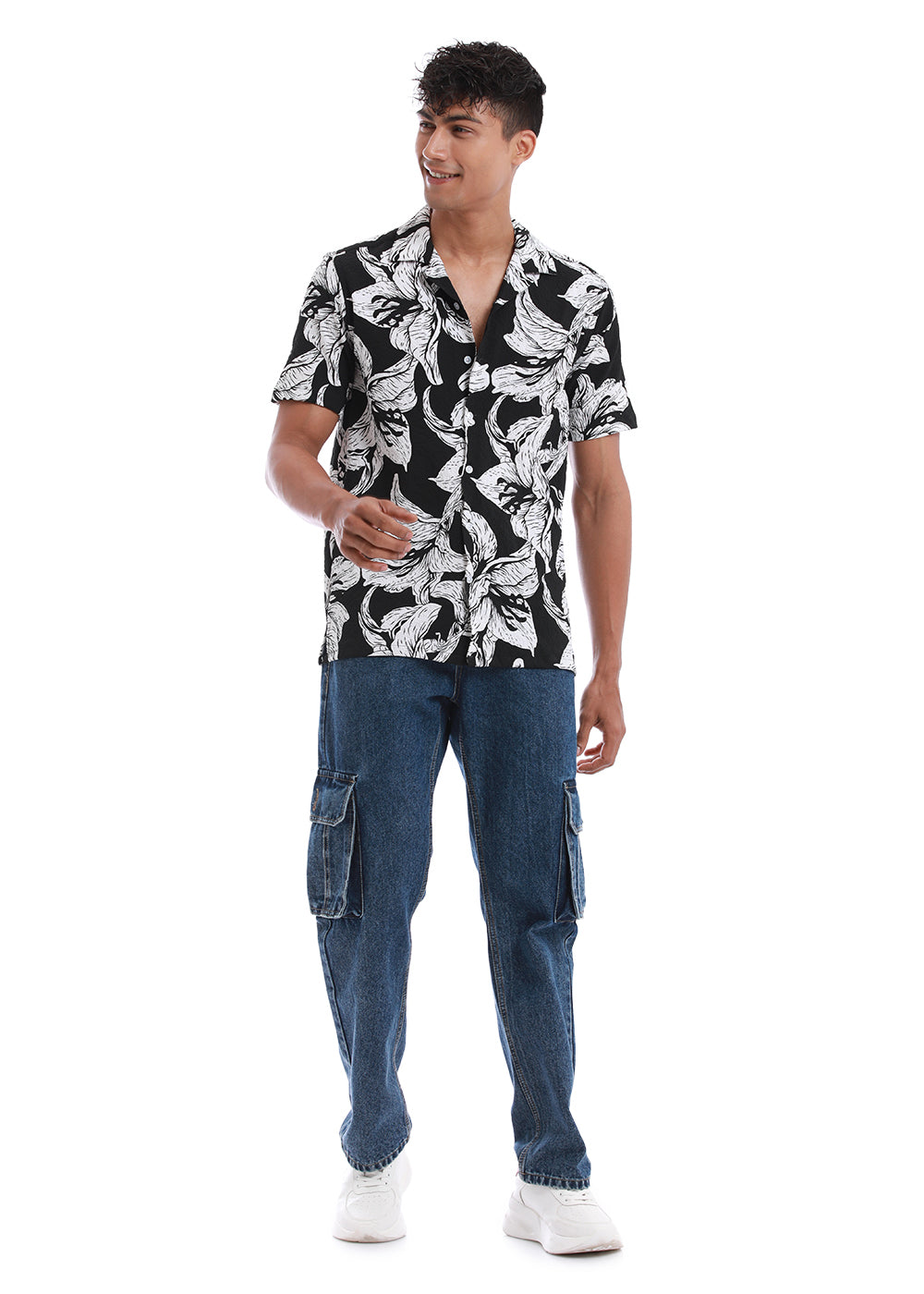 Lily Print White Popcorn Shirt