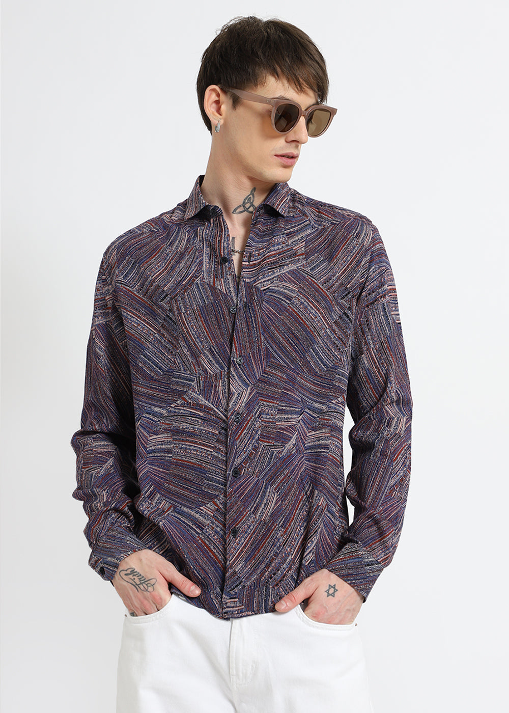 Serene Strokes Violet Feather Shirt