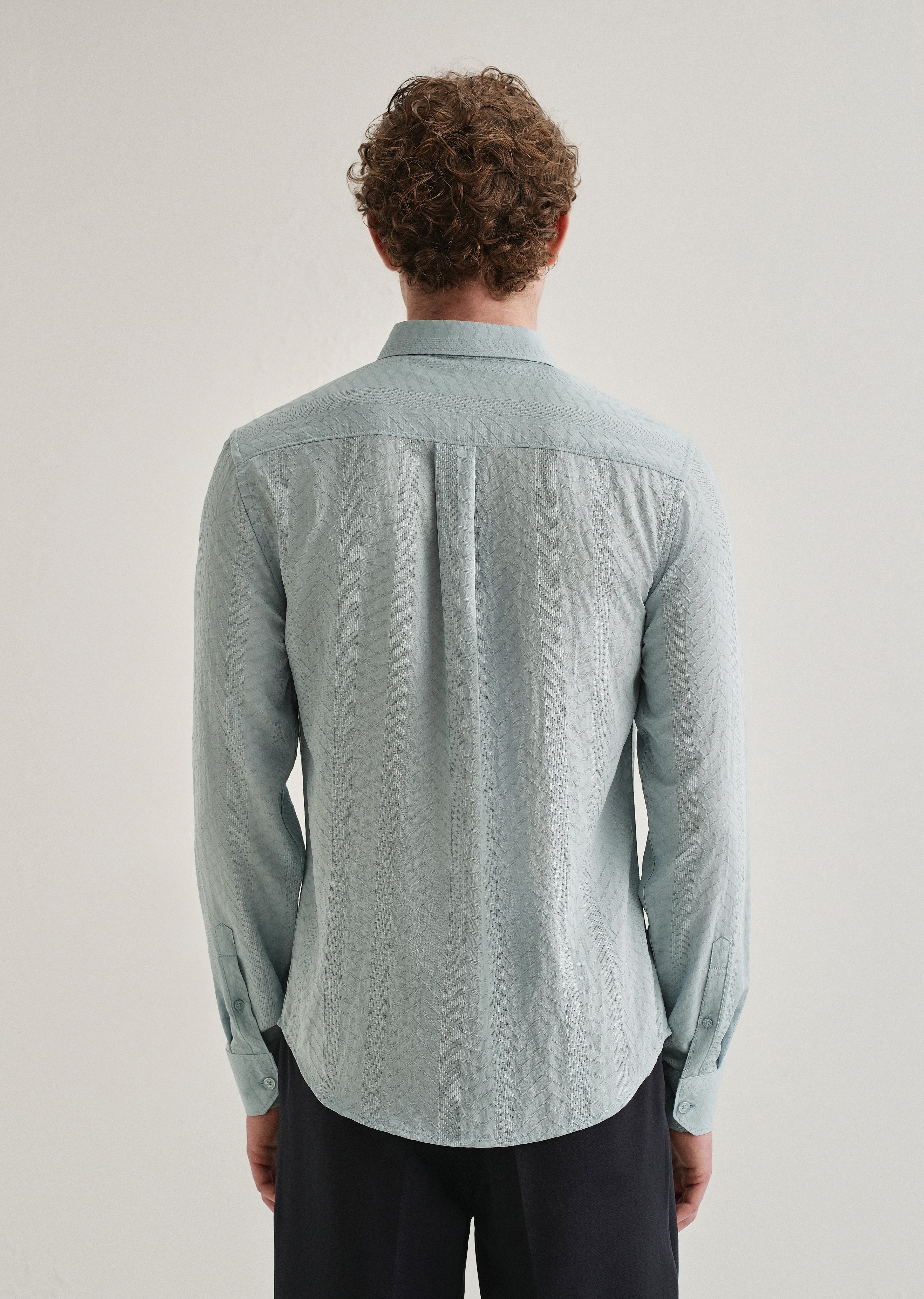 Blue Self Patterned Shirt